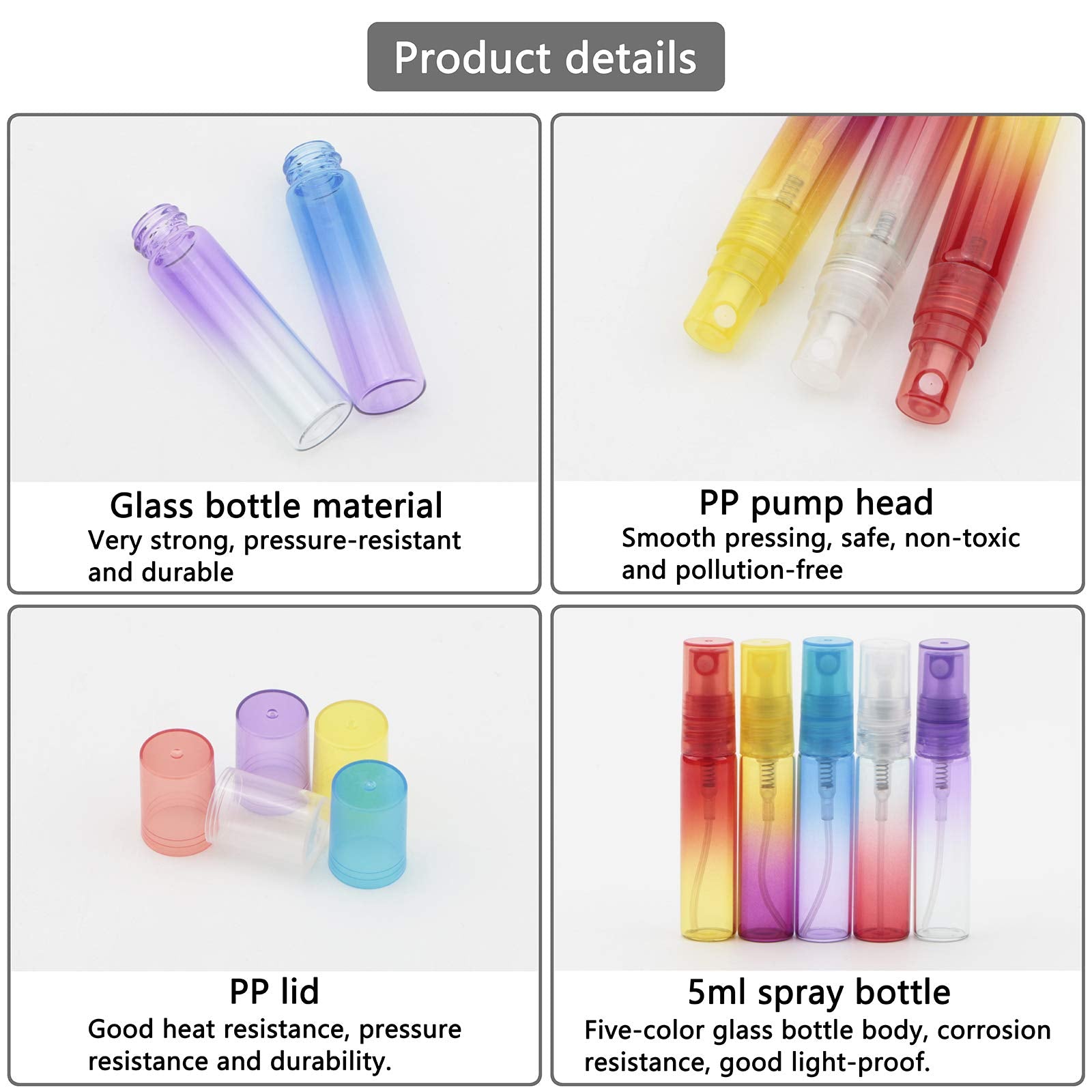 Kesell 20Pack Mini Perfume Spray Bottles 5Ml Colorful Glass Fine Mist Sprayer Empty Spray Bottles Refillable Container Perfume A