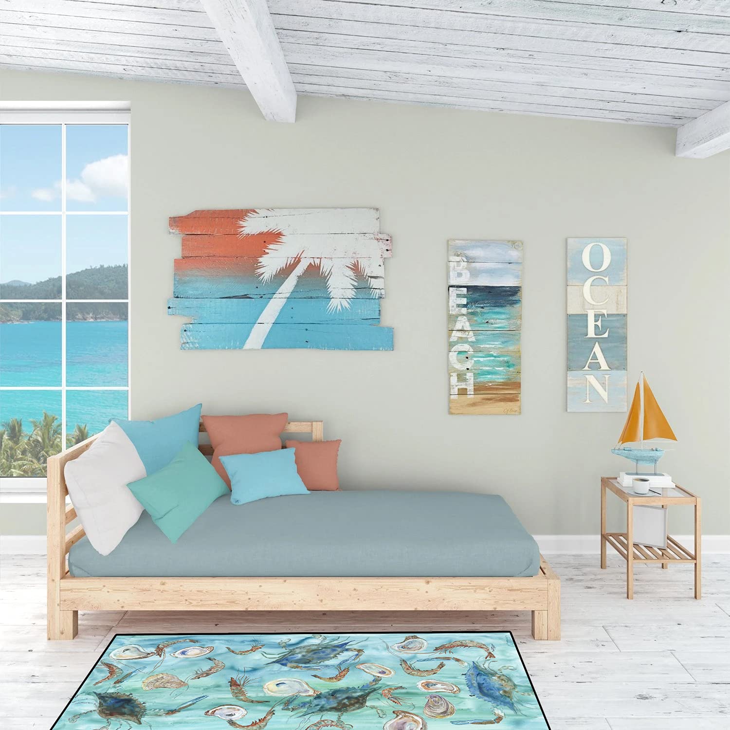'Crab  Shrimp and Oysters Indoor or Outdoor Runner Mat 28x58 SC2086HRM2858''