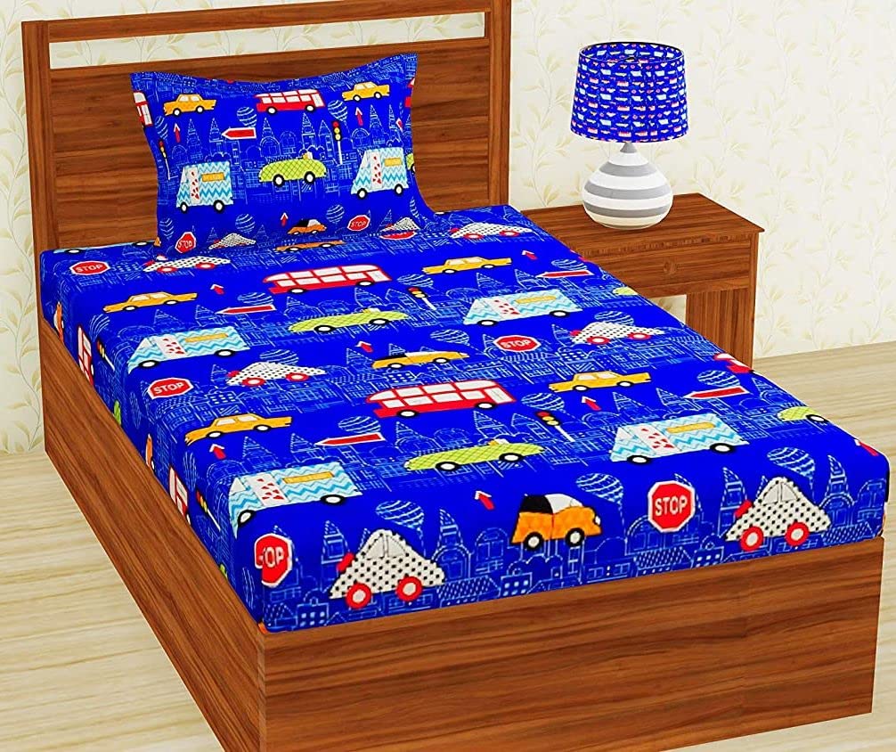 Amazon Brand - Umi Super Soft Brushed Microfiber Cotton Bedsheet With 1 Pillow Cover - Printed Single Bedsheet (60X90) (Inches)
