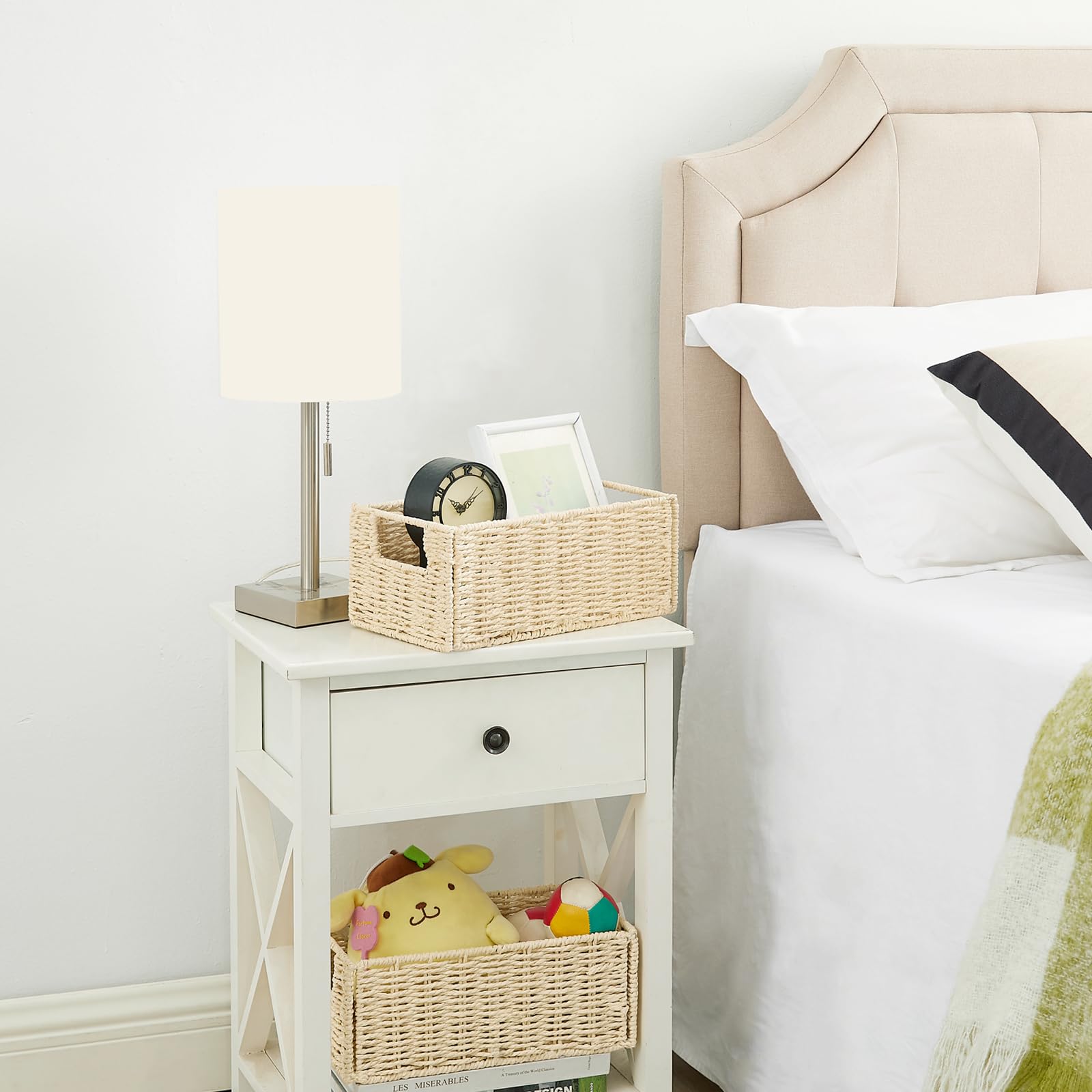 Vagusicc Storage Basket, Set Of 2 Wicker Basket, Hand-Woven Paper Rope Storage Baskets For Organizing, Foldable Rectangular Cube