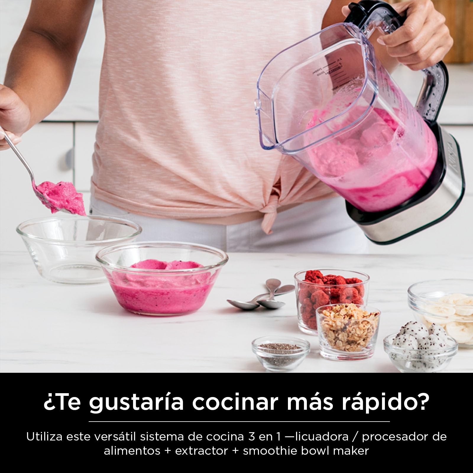 Ninja Blender For Kitchen | Food Processor Combo System | Smoothie Maker & Nutrient Extractor | 6 Functions for Bowls, Spreads,