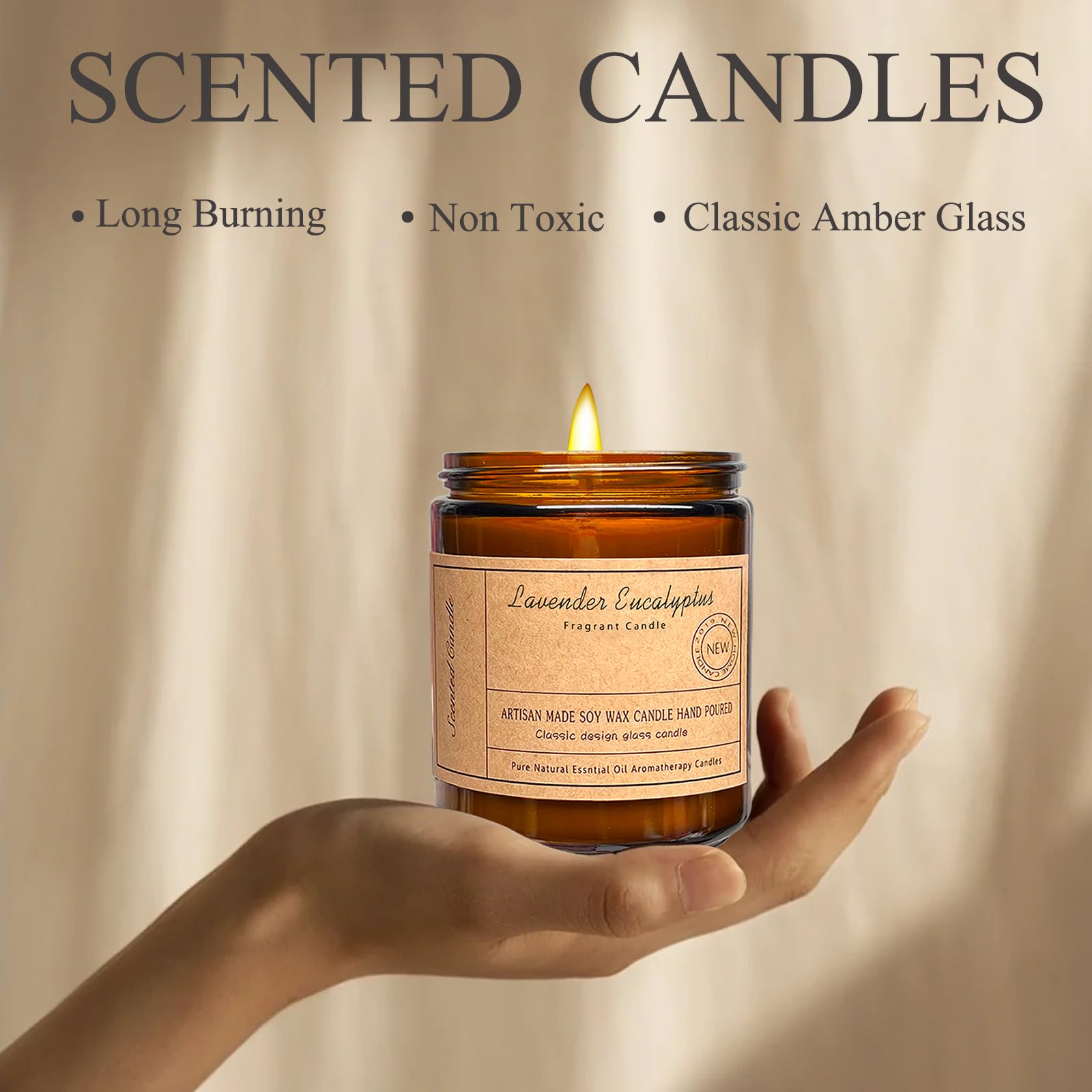Scented Candles, 7oz Lavender Eucalyptus Candles for Home Scented, Aromatherapy Candle, Soy Wax Candle Gifts for Women, Stress R