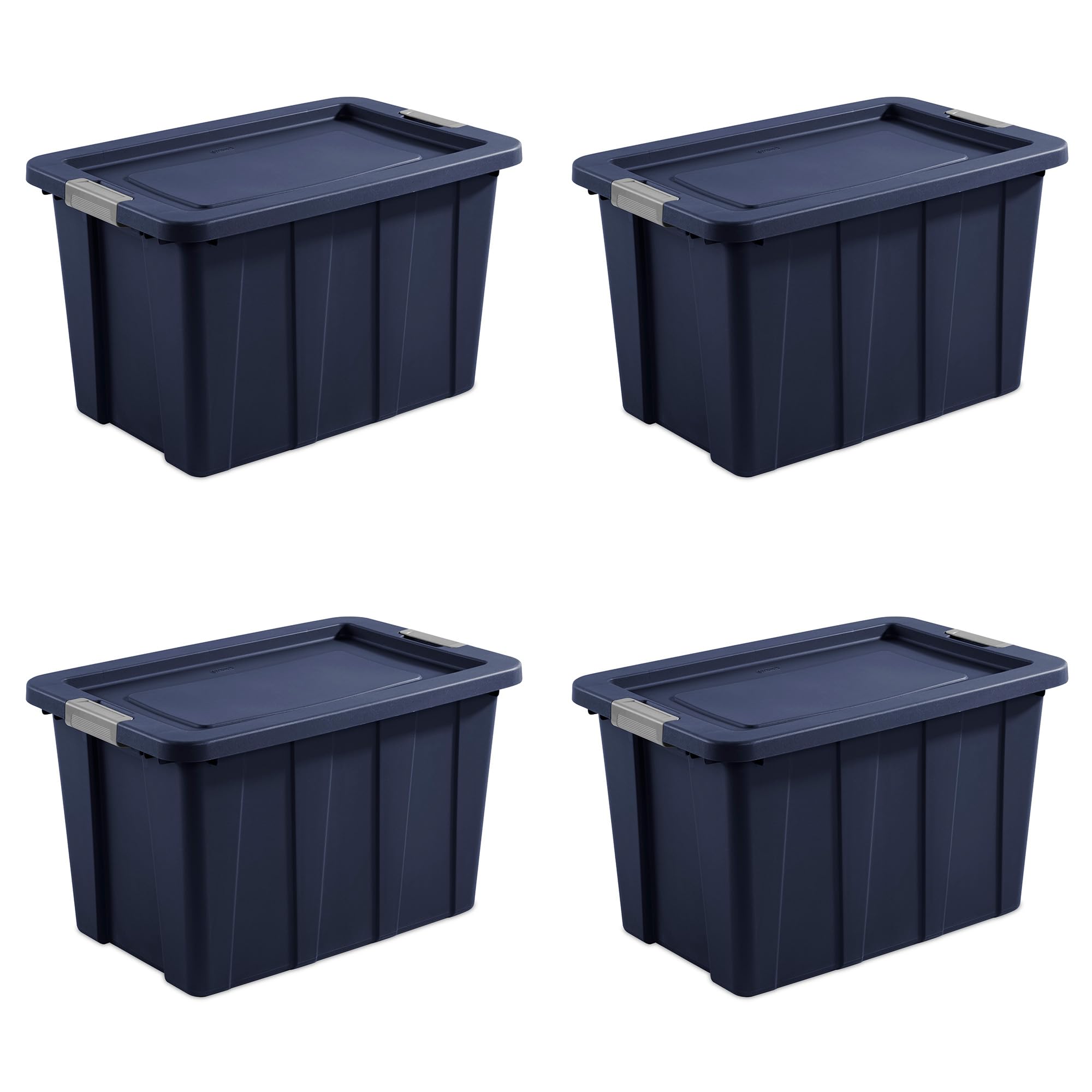 Sterilite 4-Pack Storage Bins With Lids, Heavy Duty Totes, Tuff1, 30 Gallon, Dark Indigo