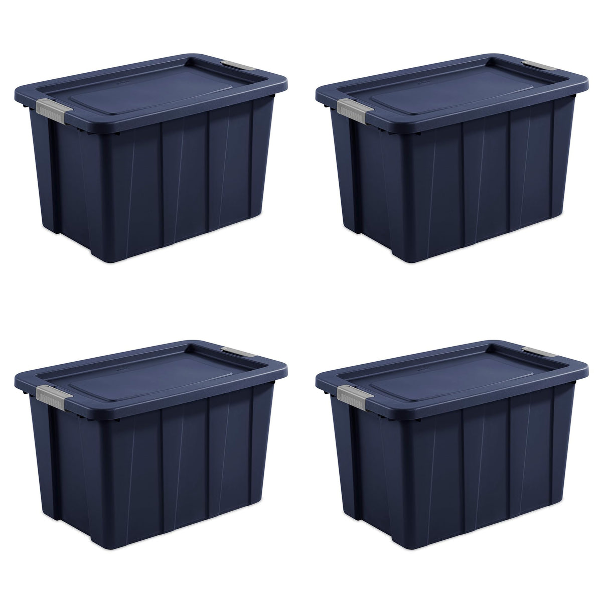 Sterilite 4-Pack Storage Bins With Lids, Heavy Duty Totes, Tuff1, 30 Gallon, Dark Indigo