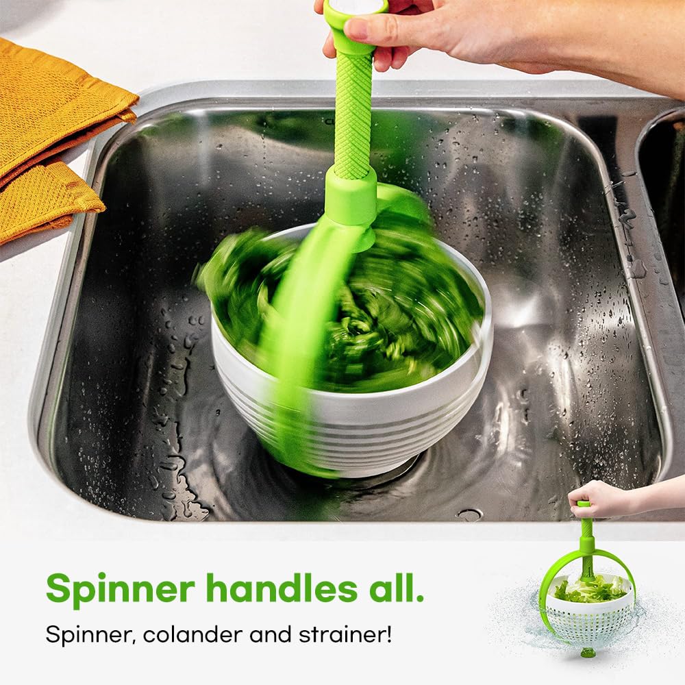Banu Salad Spinner, Multi-Use Kitchen Collapsible Spinning Colander With Handle, Strainer, Washer Dryer Drainer Compact Storage,