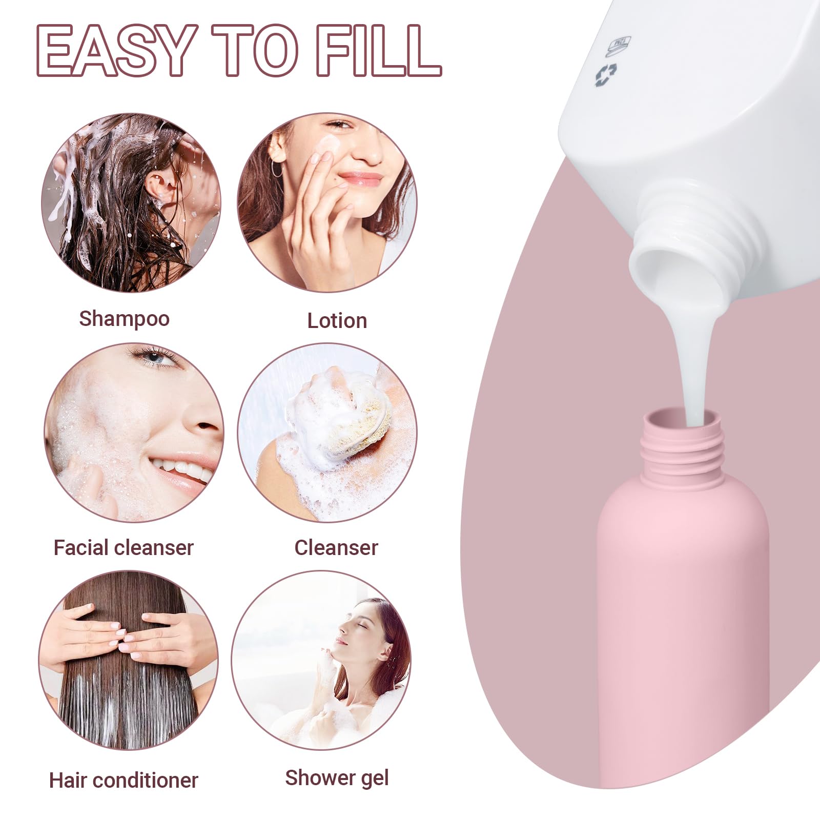Umetass 8.8Oz Travel Essentials Shampoo Bottles For Toiletries,Empty Plastic Squeeze Bottles With Flip Cap For Toiletries Travel