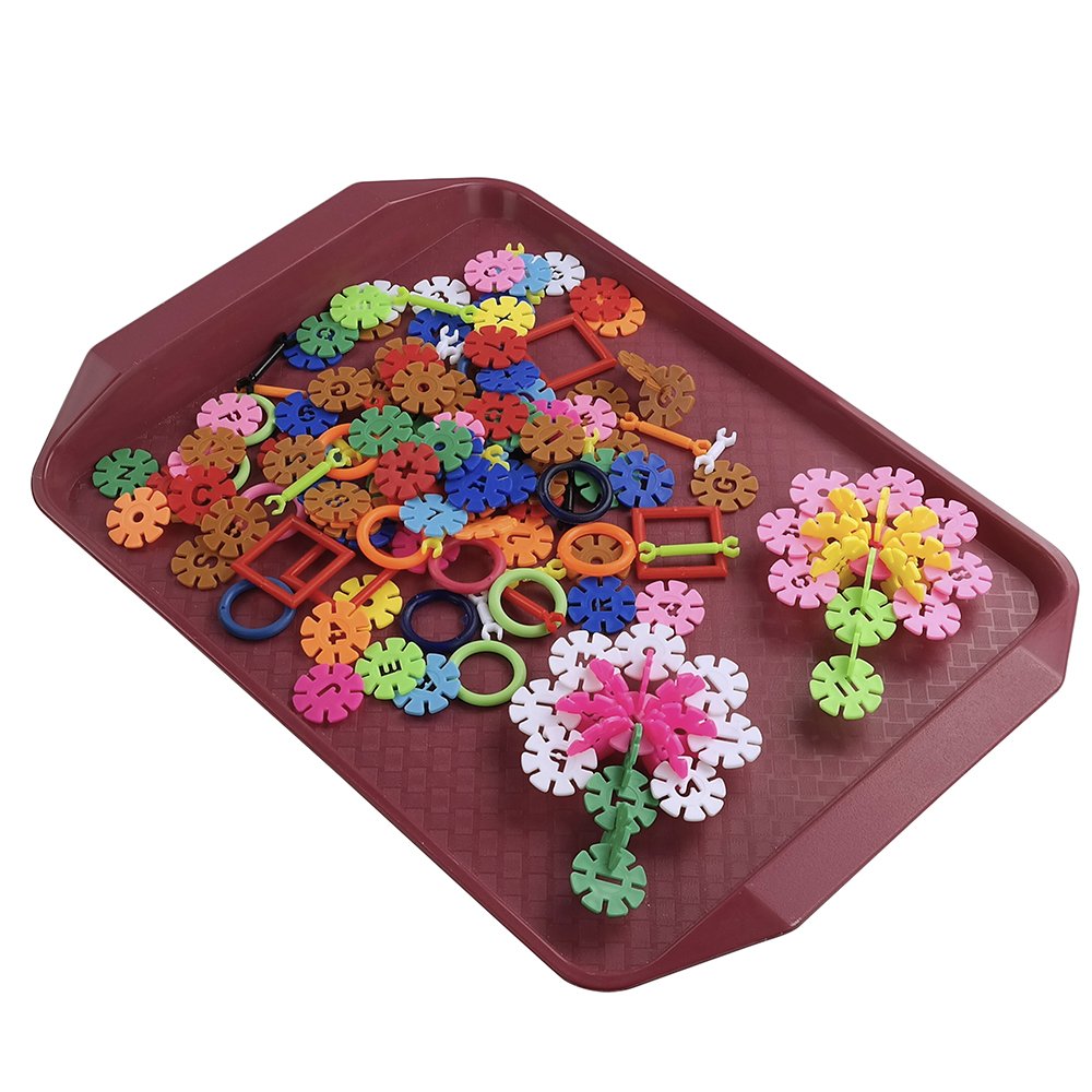 Qskely Plastic Fast Food Trays For Eating, 17'' X 11.8'', Set Of 4