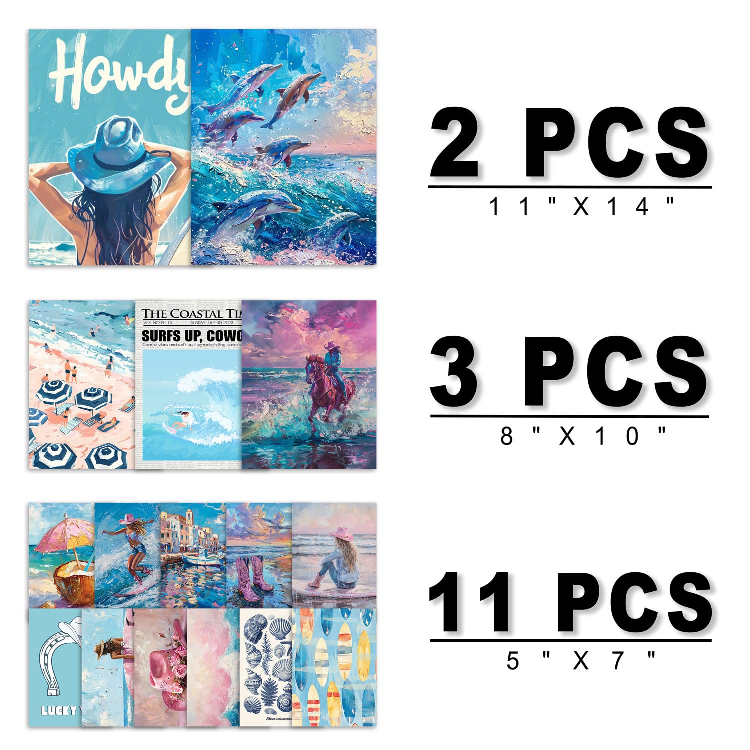 Anerza 16 Pcs Coastal Cowgirl Room Decor, Coastal Granddaughter Gallery Wall Art Prints For Bedroom, Beachy Posters For Room Aes