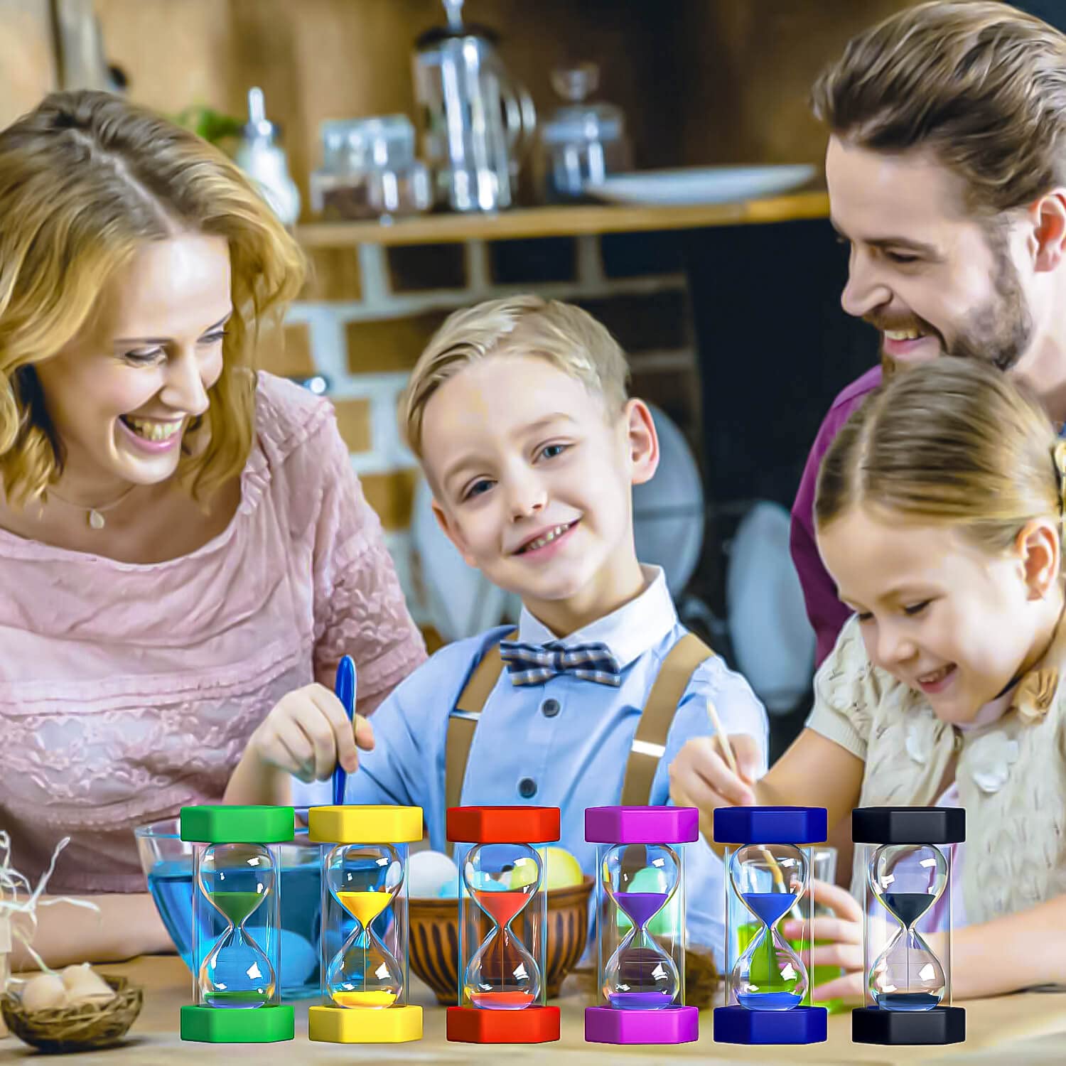 Suliao Hourglass 90 Minute Sand Timer For Kids, Large 6.3 Inch Unbreakable Sand Clock, Blue Plastic Sand Watch 90 Min, Colorful