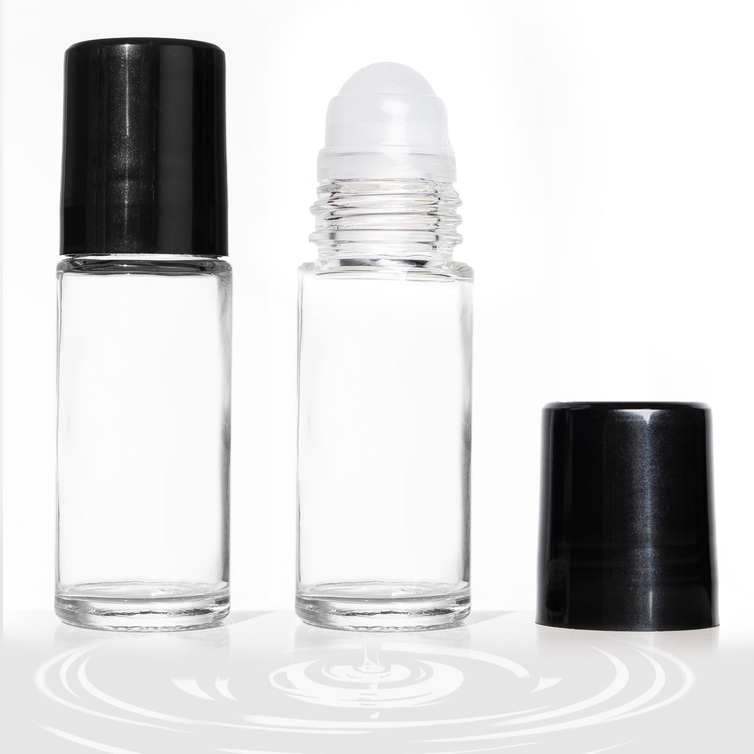 2 Pcs Empty Glass Roller Bottles Plastic Roller Ball ,Deodorant Roll On Bottles For Essential Oils, Perfume, Cosmetics (30Ml ) (