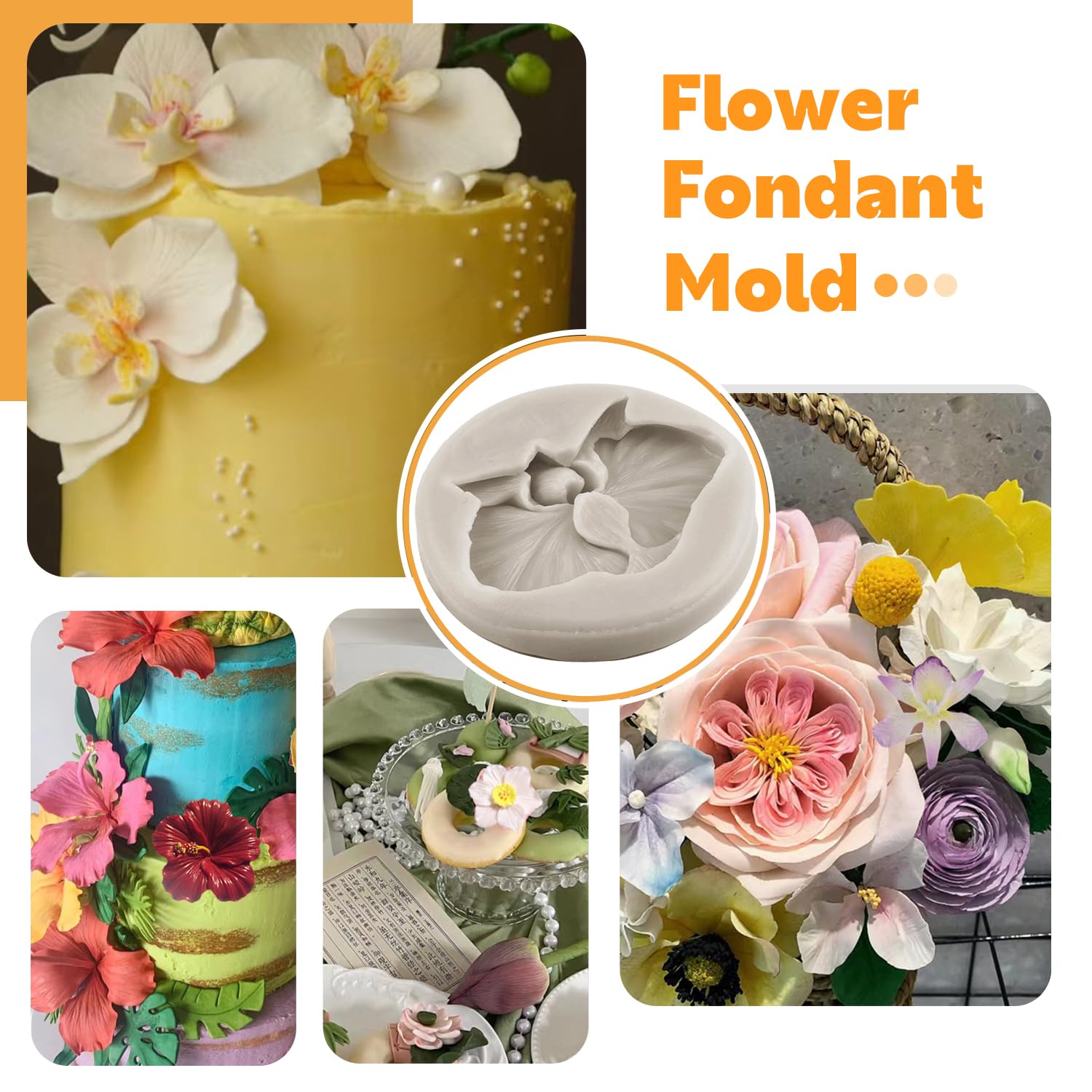 Sijiangmold Flower Blossom Silicone Mold Hibiscus Orchid Flower Fondant Molds Plumeria Flower Candy Mold For Cake Decorating Cup