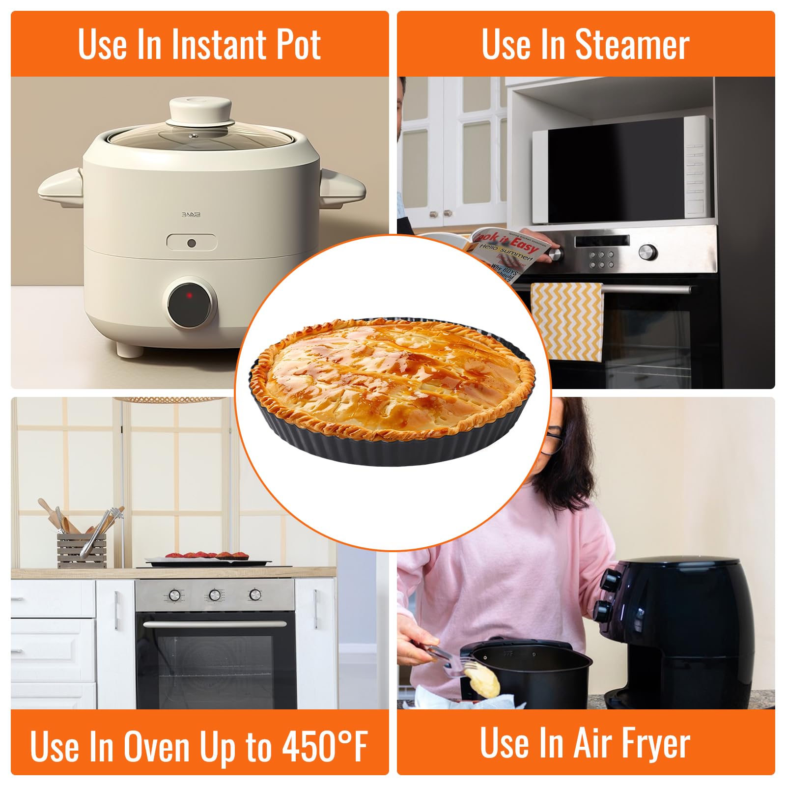 Alotpower Tart Pan 9 Inch Removable Bottom 2Pack,9 Inch Quiche Pan With Non-Stick Loose Bottom,9Inch Tart Pans For Baking