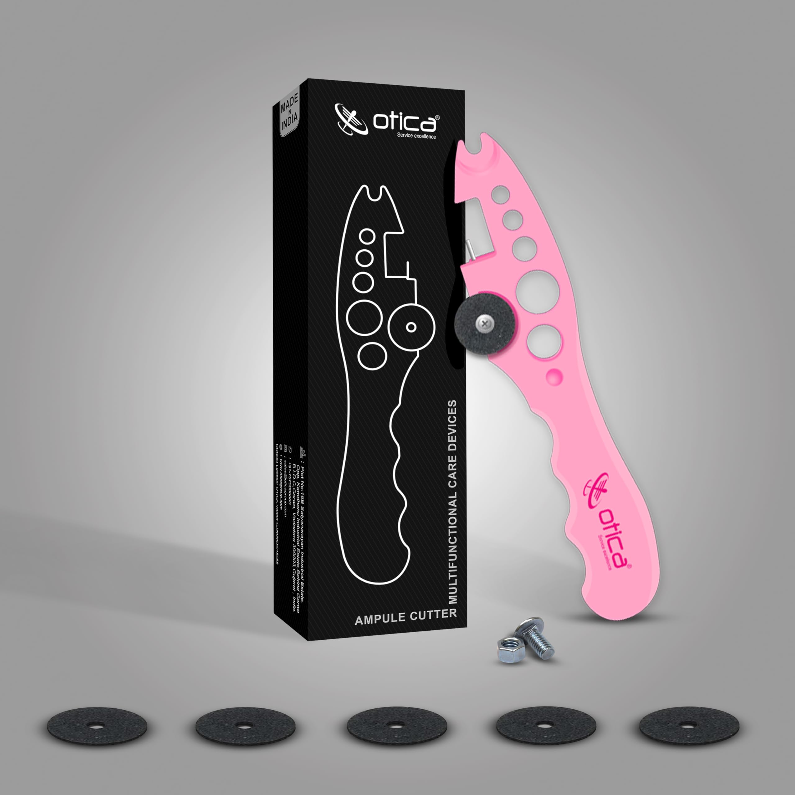 OTICA Ampoule Cutter for Doctors Nurse, Glass Bottle Cap Remover Cutter Ampule Breaker for Hospital and Clinic (Pink)
