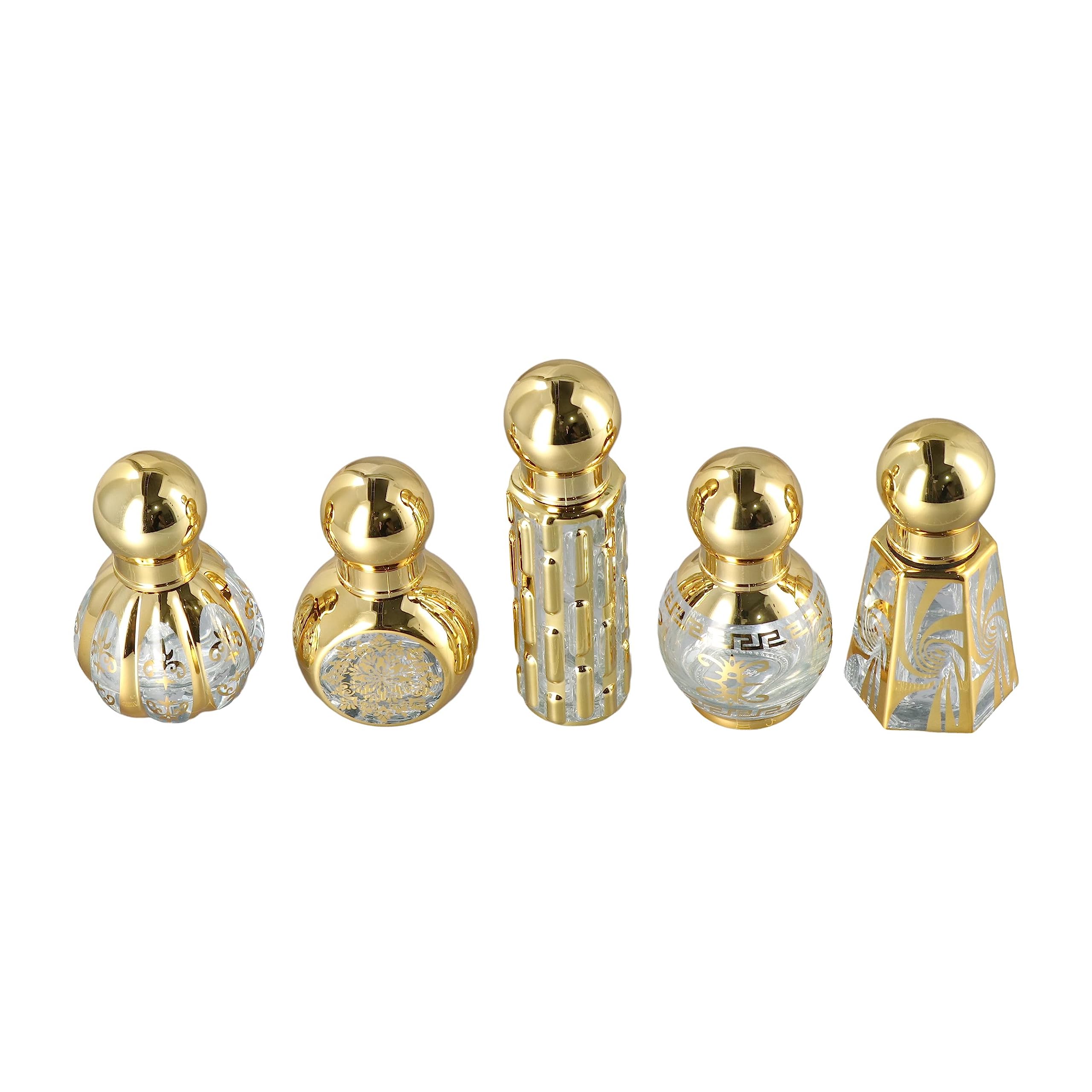 Leadigol Perfume Bottle,Oil Roller Pitcher,Arabic Mini Refillable Bottle Electroplating Oil Container Transparent Empty RollOn 