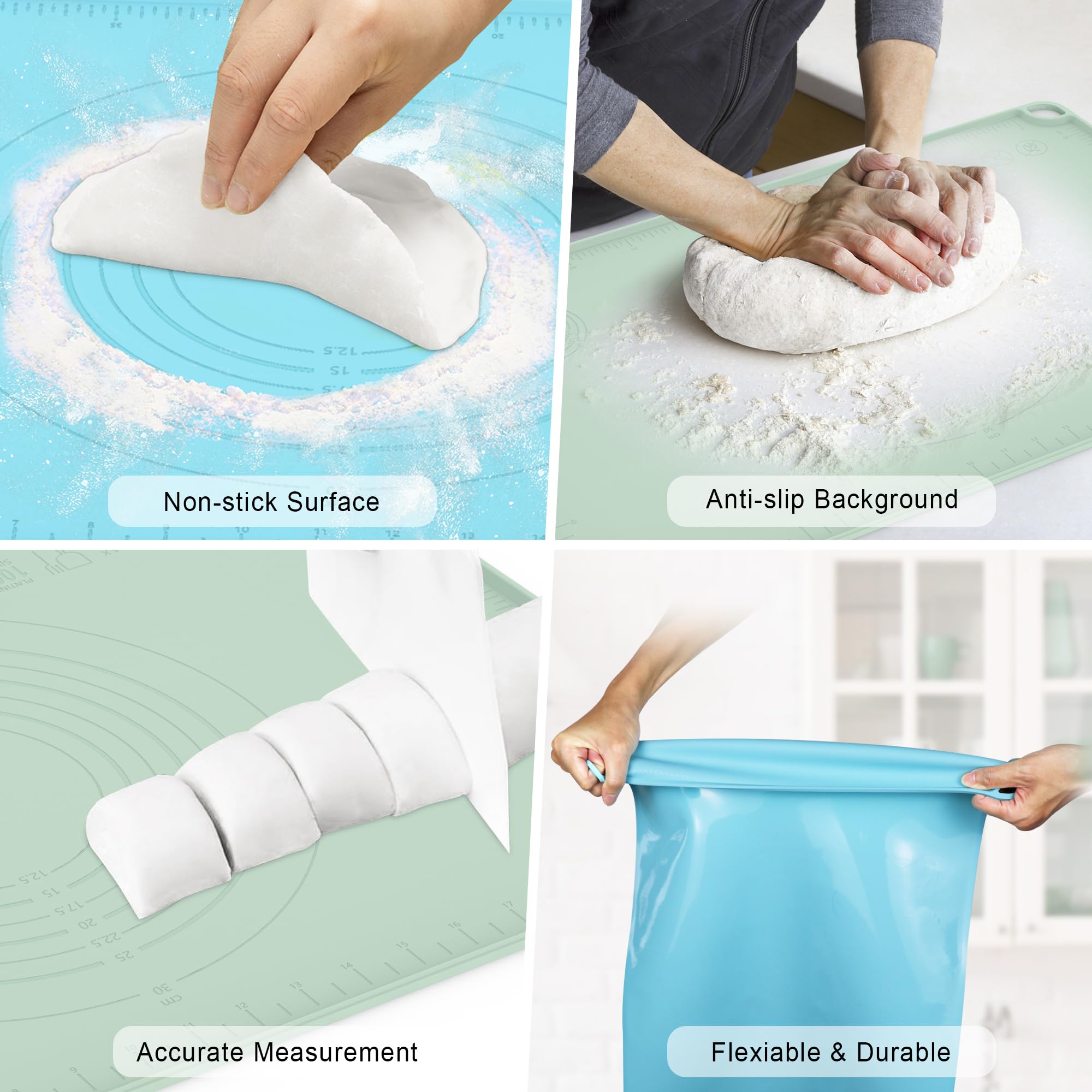 Silicone Baking Mat, Pastry Mat With Measurements, Silicone Mat For Rolling Dough, Non-Stick Baking Sheet, Dough Rolling Mat For
