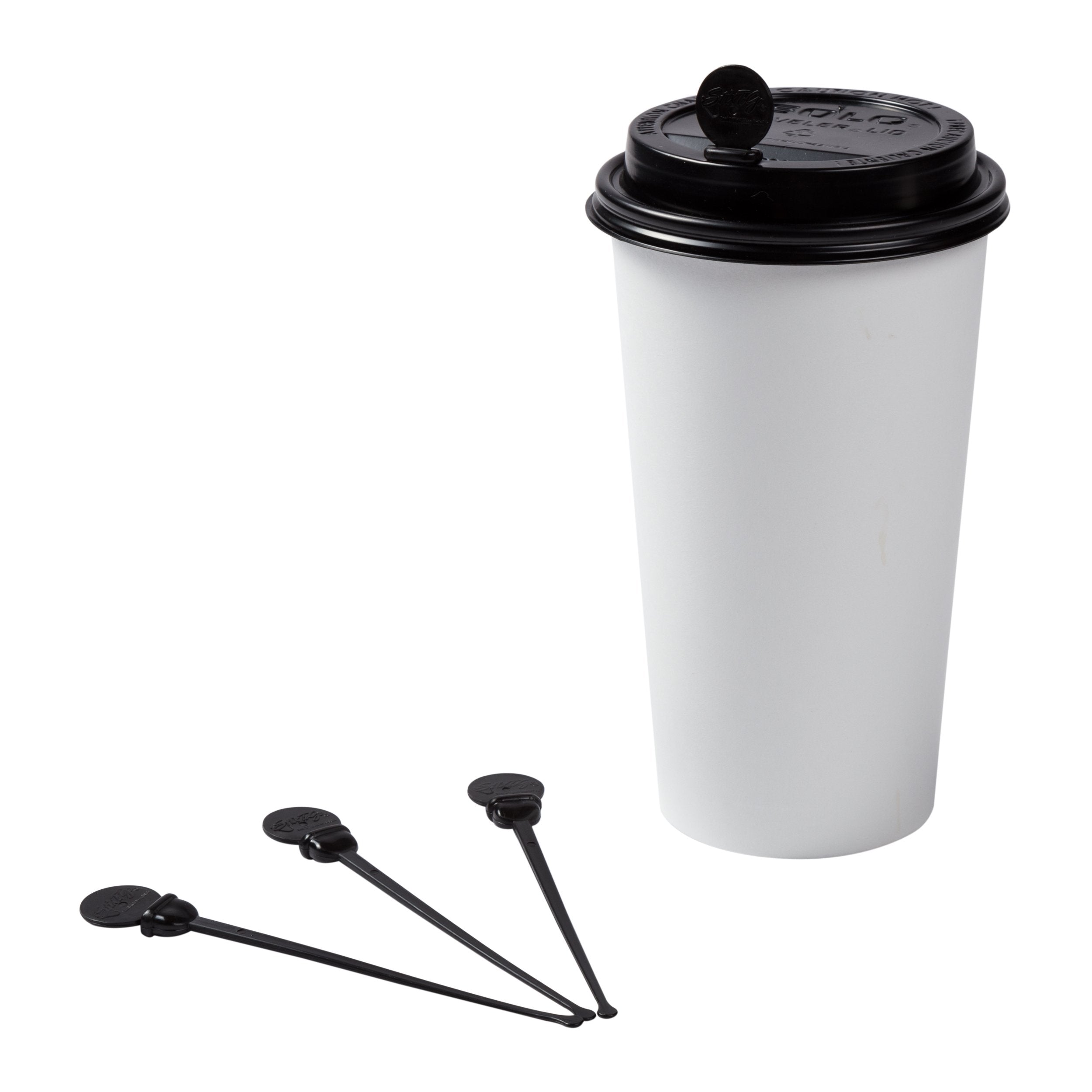 Stixtogo 4.75'' Black Stir N Plug Stix For Disposable Lids, Package Of 200
