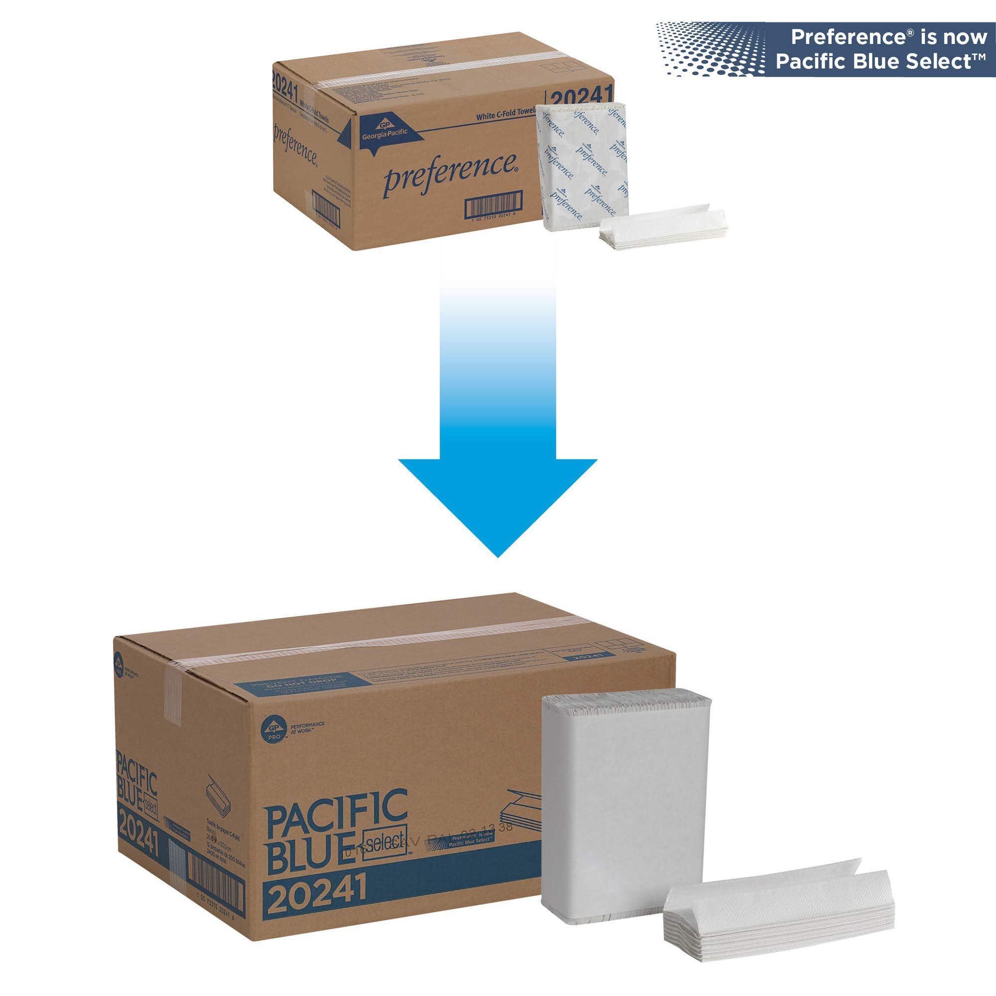 Georgia-Pacific Blue Select C-Fold Paper Towels By Gp Pro (Georgia-Pacific), White, 20241, 200 Towels Per Pack, 12 Packs Per Cas