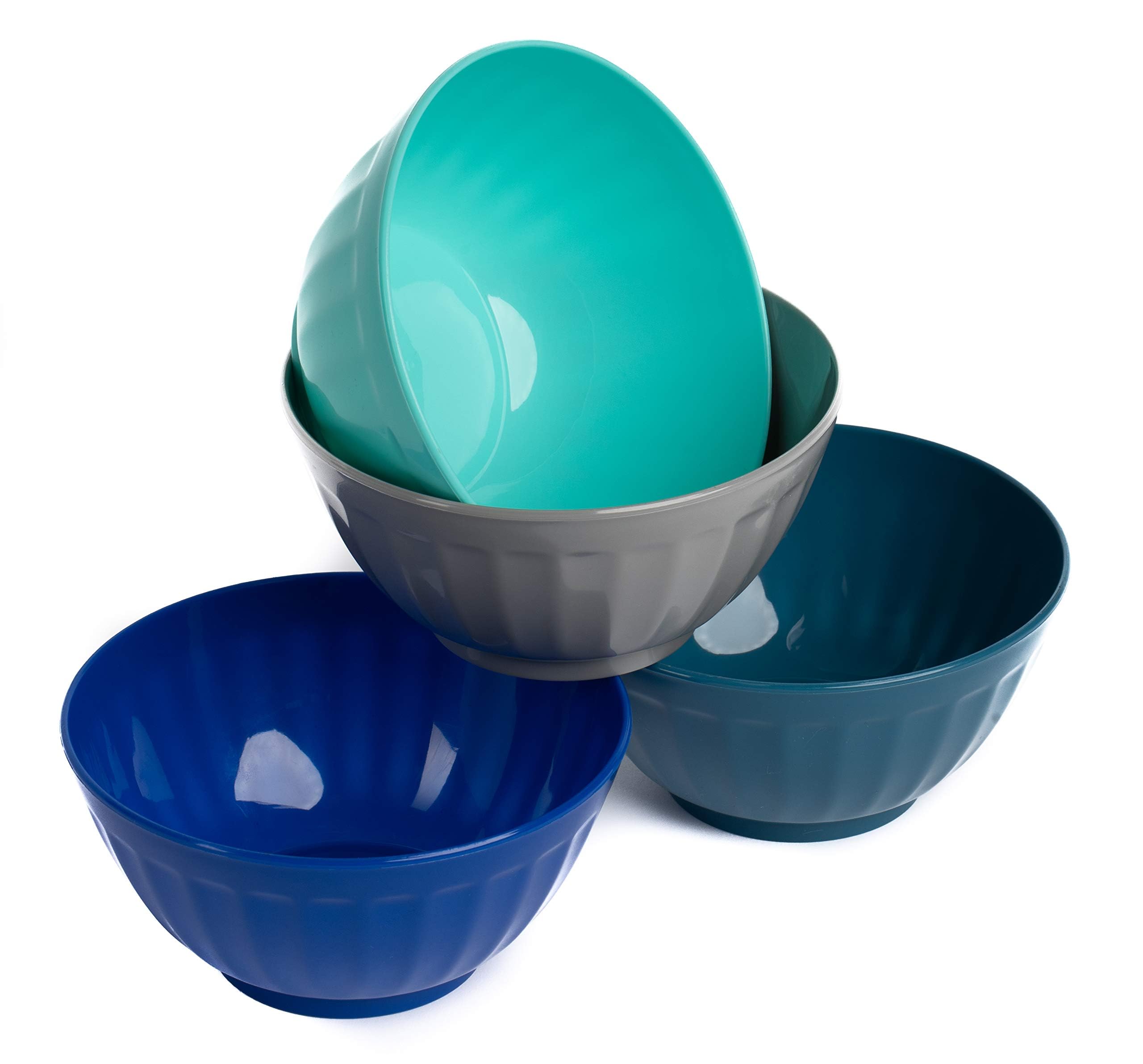 Klickpick Home 6 Inch Plastic Bowls Set Of 8 - 28 Oz Large Plastic Cereal & Soup Bowls - Microwave & Dishwasher Safe - Bpa Free