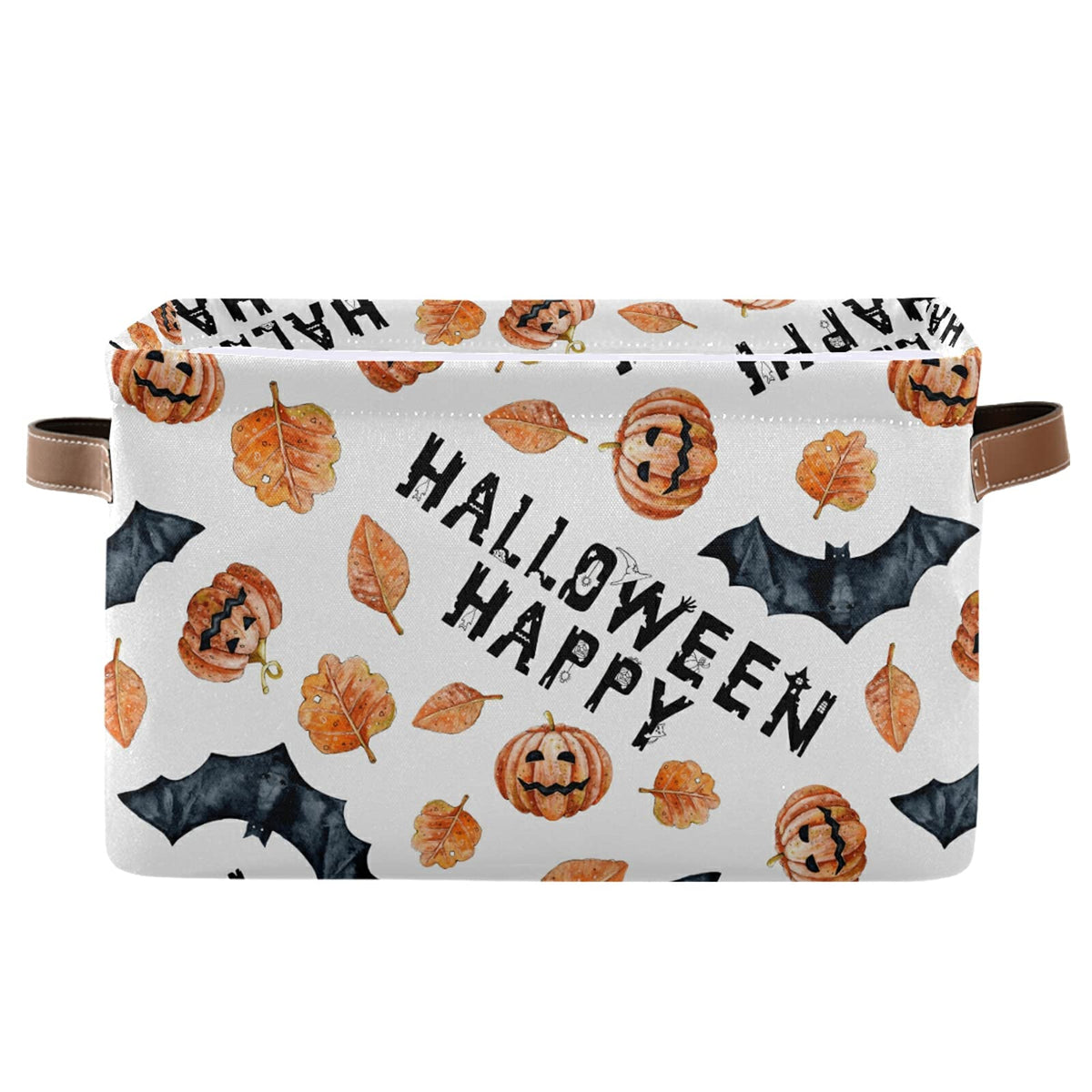 Senya Halloween Basket, Large Foldable Storage Basket With Handles Halloween Pumpkin Bat Autumn Fabric Collapsible Storage Bins