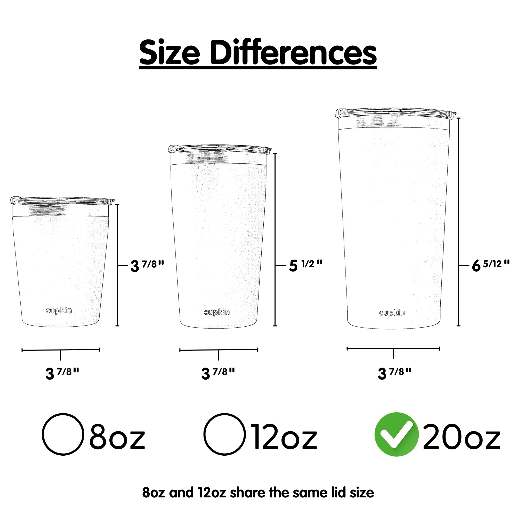 Cupkin Stainless Steel Insulated Tumbler With Lid And Straw, 20 Oz Water Bottle & Straw, Stainless Steel Cups, Travel Coffee Mug