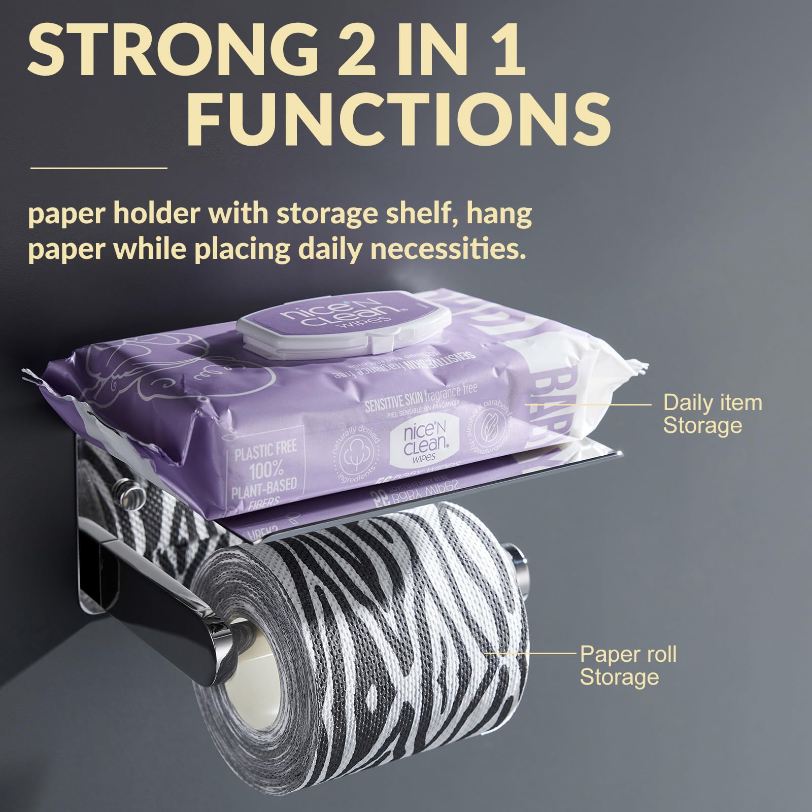 Aplusee Toilet Paper Holder With Phone Shelf Polished Chrome, Sus 304 Stainless Steel Bathroom Accessories Tissue Roll Dispenser