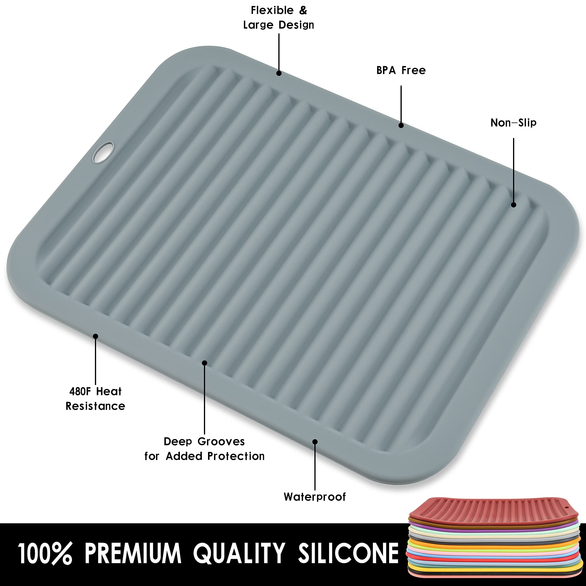Smithcraft Silicone Trivets For Hot Dishes, Pots & Pans, Silicone Pot Holders Table & Counter, Hot Pads For Kitchen - Waterproof