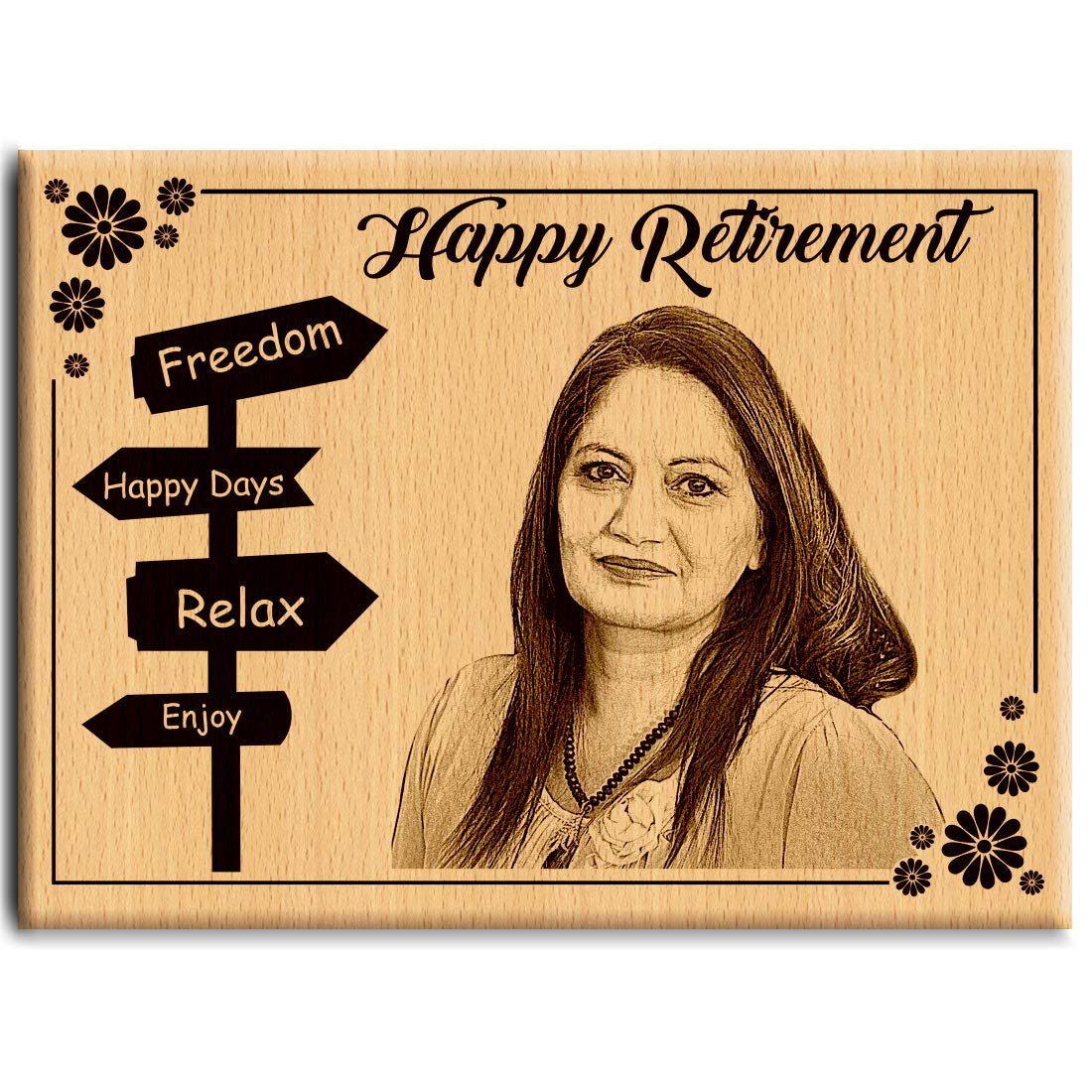 Incredible Gifts India Happy Retirement Gift For Women|Mother|Father|Men|Boss - Personalized Engraved Rectangular Photo Frame (9