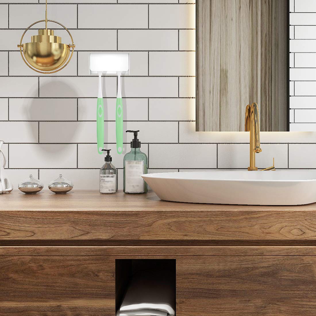 Yrwxdy Toothbrush Holder Wall Mounted With Cover, Self Adhesive Toothbrushes Holder Perfect For Dorm Bathrooms And Shower, Holds