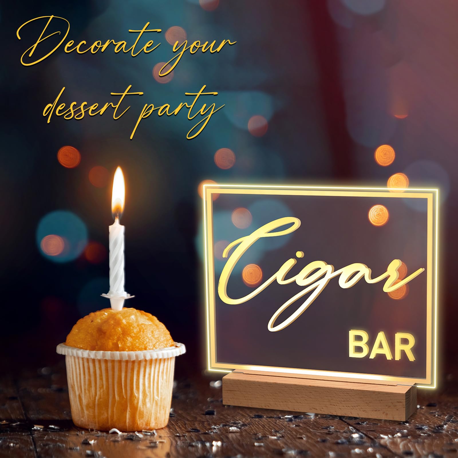 Hoolerry LED Acrylic Bar Table Sign 8 x 10 Neon Acrylic Table Centerpiece, Snack Candy Bar Centerpiece with Stand White Text for