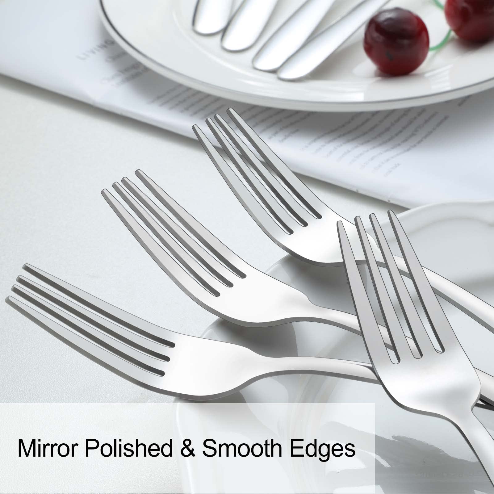 Pleafind 36 Pieces Dinner Forks Set (8 Inch), Forks Silverware, Stainless Steel Forks, Silverware Forks, Mirror Polished Fork Se