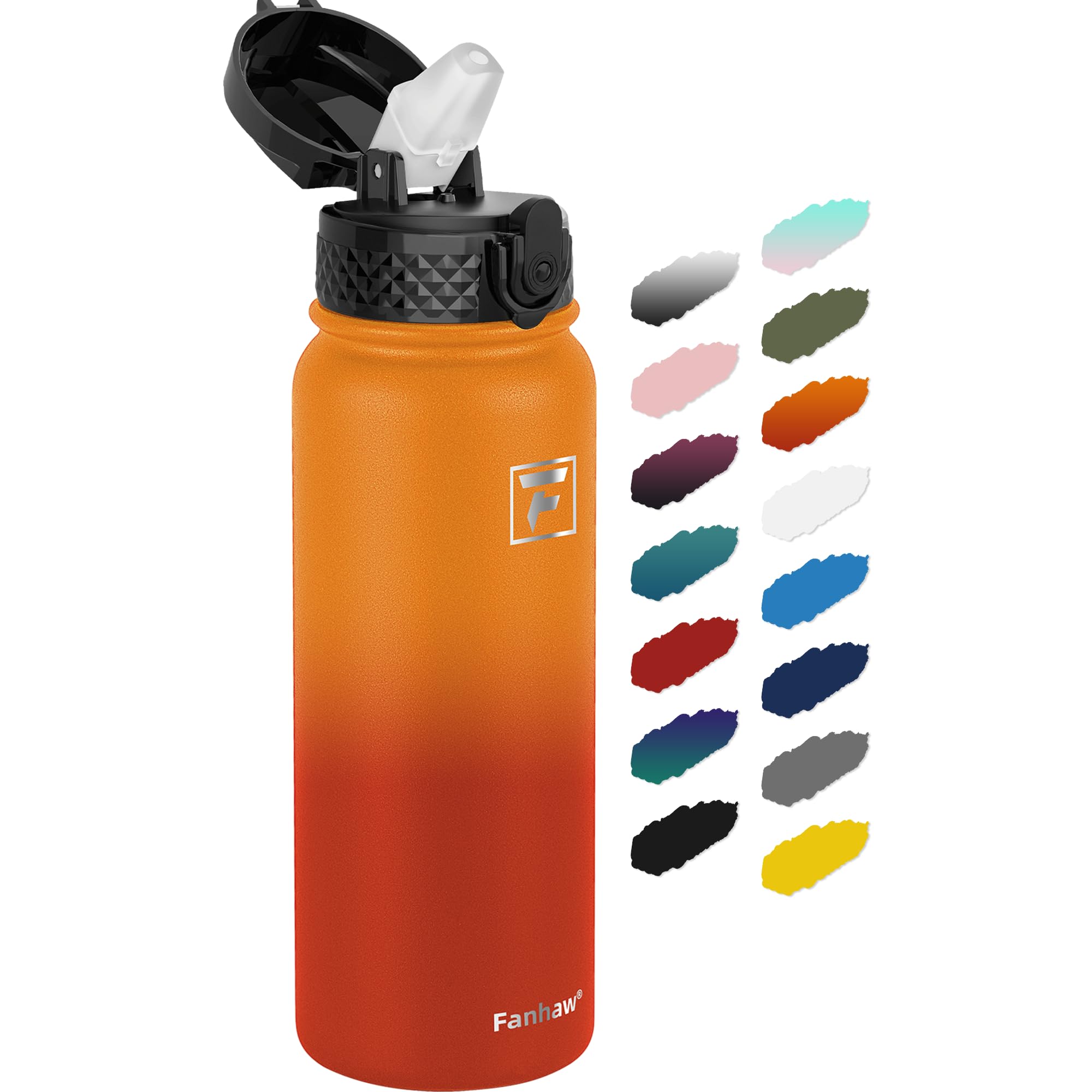 Fanhaw 20 oz Insulated Stainless Steel Water Bottle with Straw Lid, Leakproof & Anti-Dust Sports Bottle for Kids, Women & Men (Y