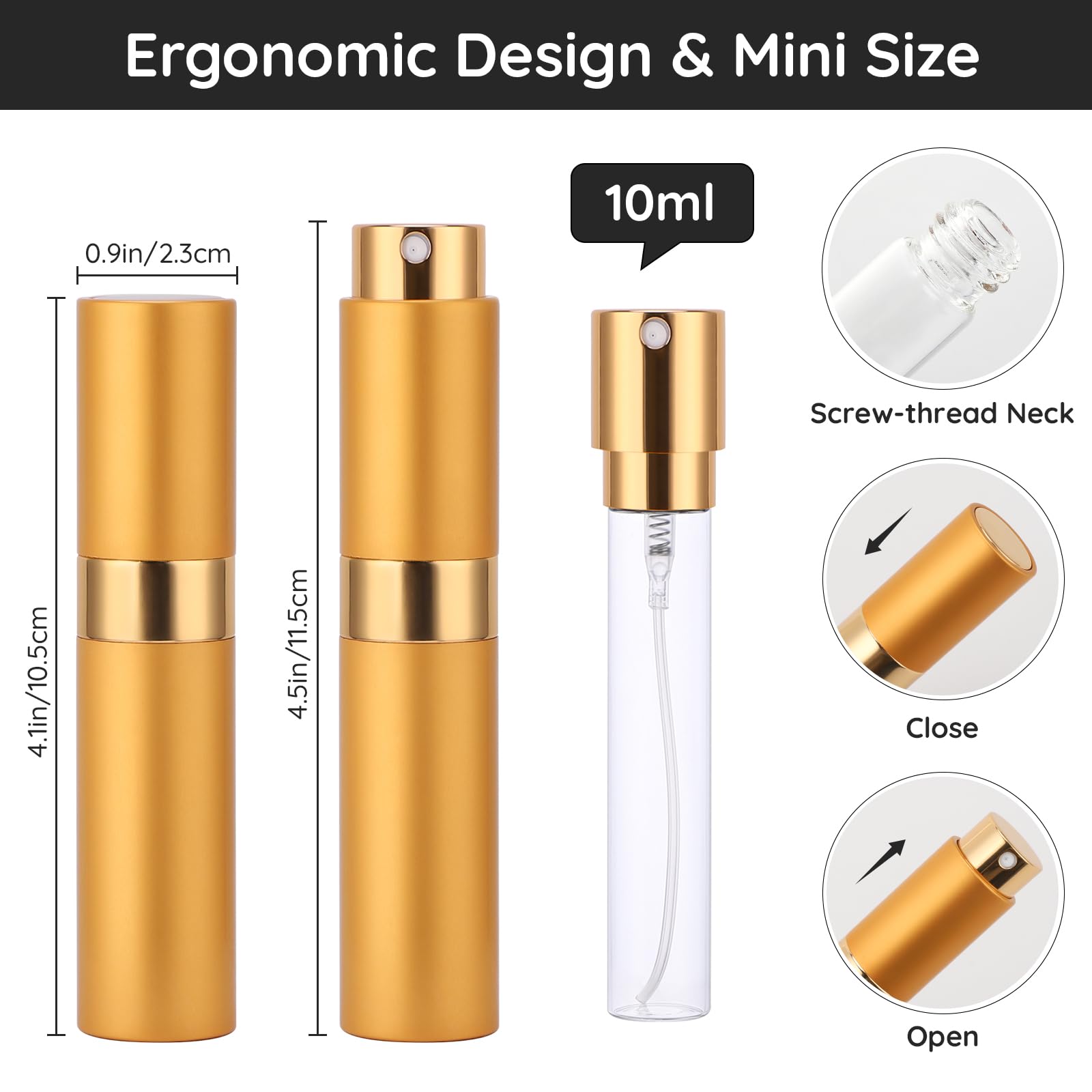Segbeauty Set Of 5 Perfume Bottles, 10Ml Mini Perfume Refillable Bottle Sprayer, Empty Travel Size Bottles Dispenser For Cologne