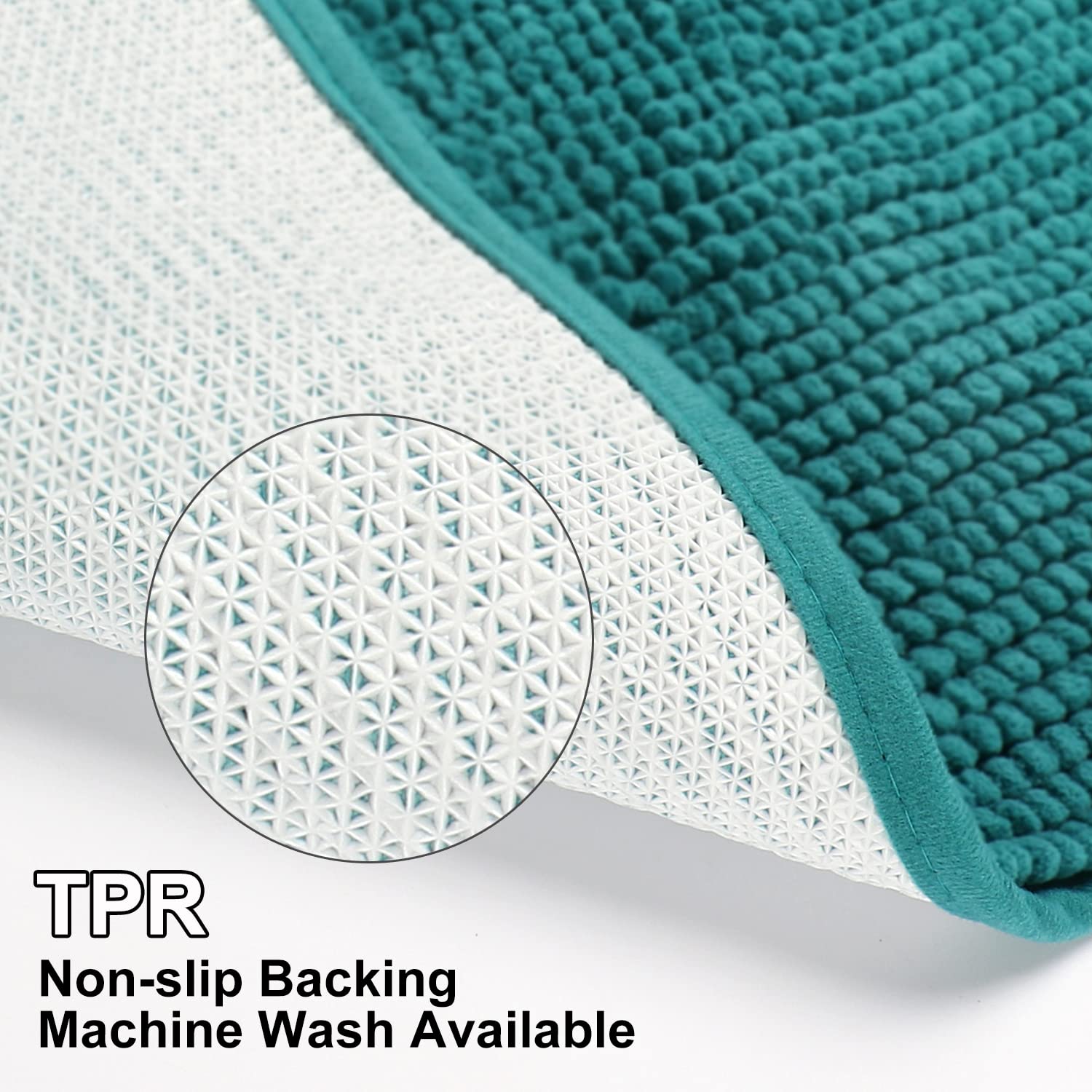 Urvoix 3 Pieces Bathroom Rugs Set  Non-Slip Chenille Bath Rug  Ultra Soft and Super Absorbent Bath Mat for Bathroom  Toilet and Tub (Teal)