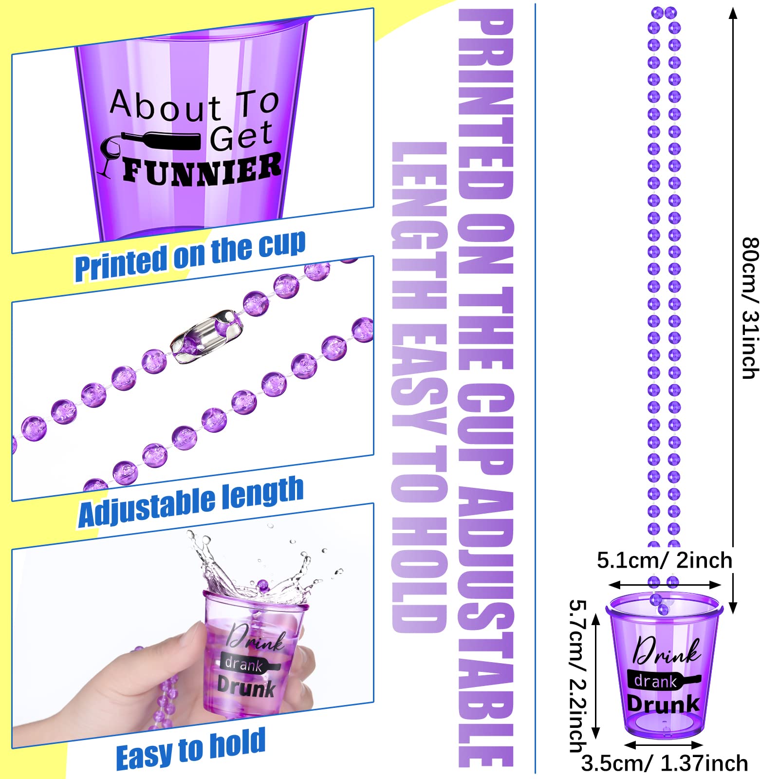 Trnayi 27 Pieces Shot Glass on Beaded Necklace Plastic Shot Necklace Cups Naughty Shot Glass Favors for Adults and Teens Birthday Gifts Wedding Party Supplies  9 Styles