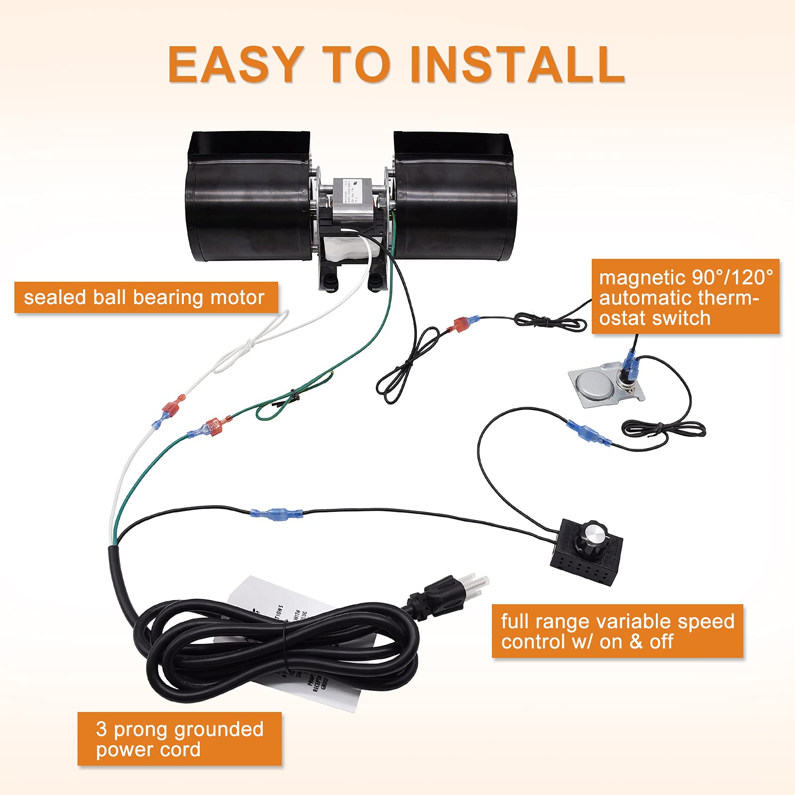 Adviace GFK-160 GFK-160A Fireplace Blower Fan Kit for Heat-N-Glo, Heat and Glow, Heat&Glo, Hearth and Home, Superior, Quadra-Fir