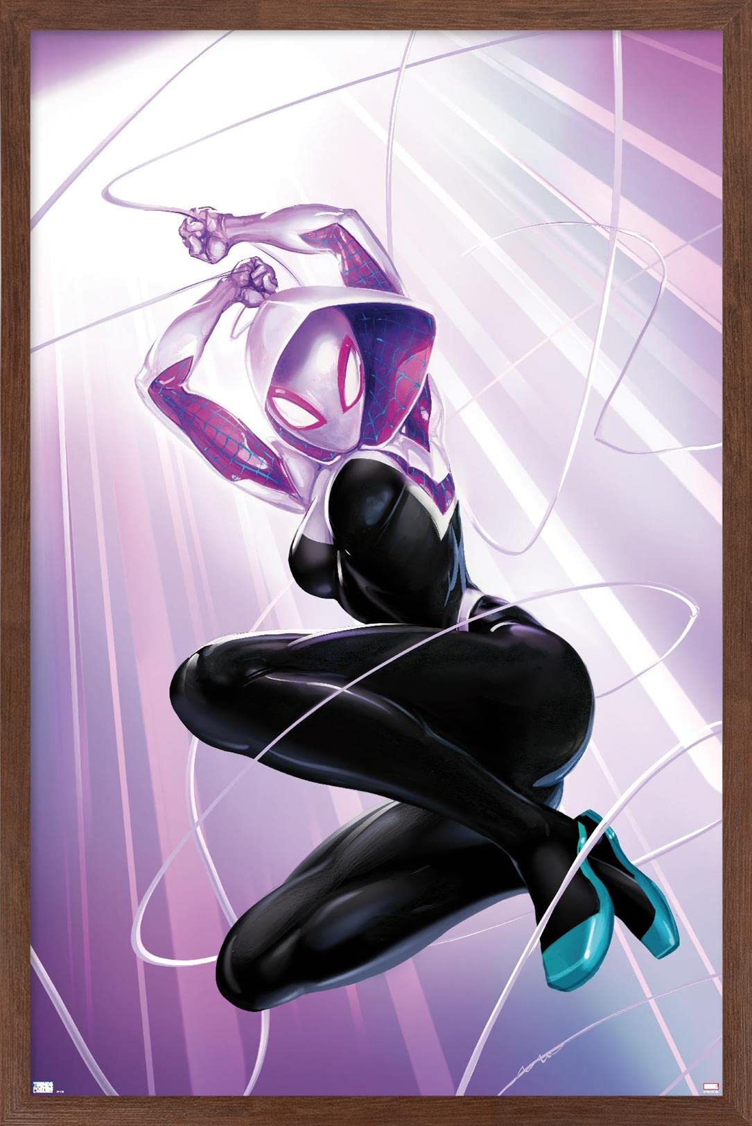 Trends International Marvel Comics - Ghost Spider - Ghost Spider #1 Wall Poster, 14.72'' X 22.37'', Mahogany Framed Version