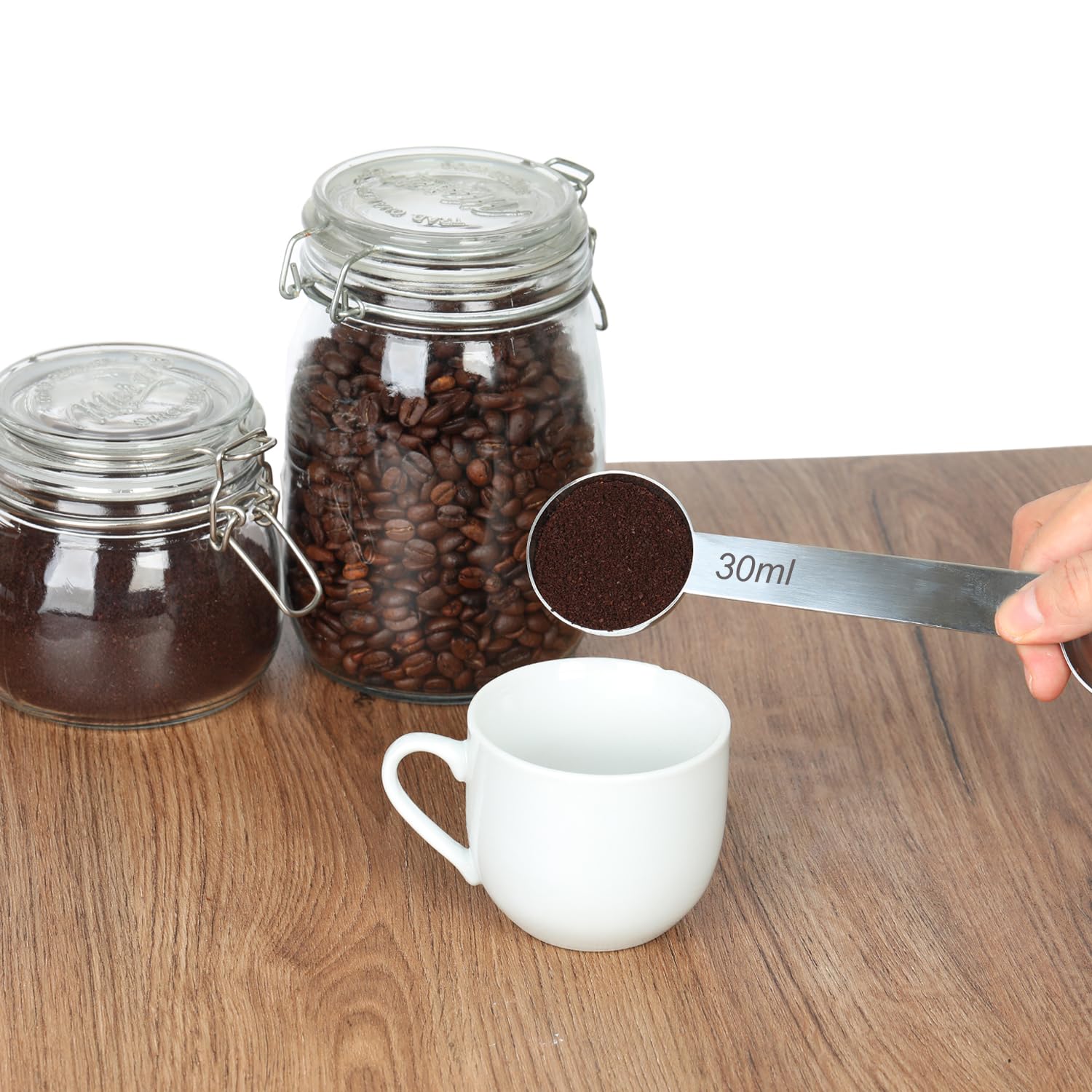 Udqyq Stainless Steel Measuring Spoons Coffee Scoop With 30Ml & 40Ml Measuring Tablespoon,Metal Dual Sided Long Handles Measurin
