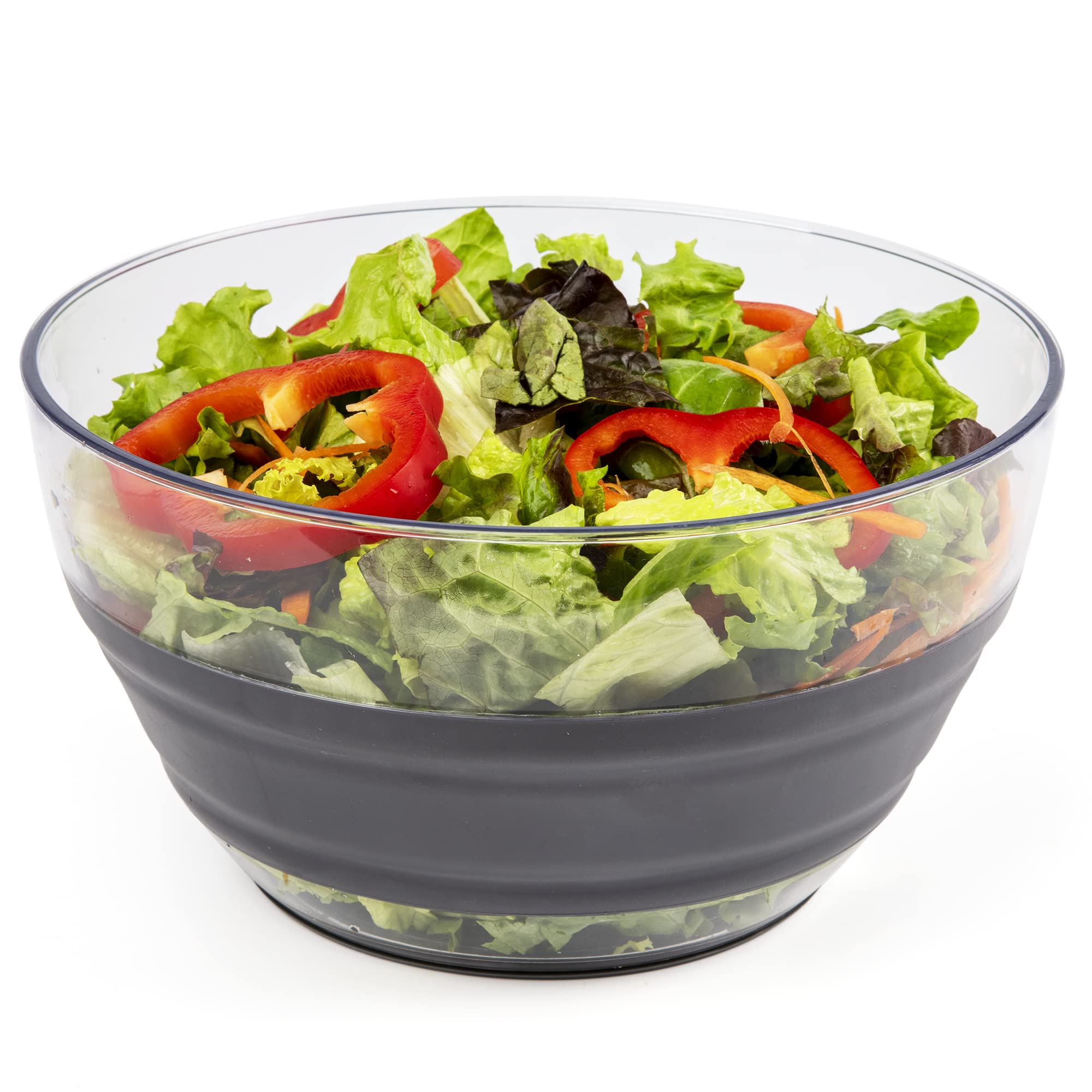 Progressive International 4 Quart Collapsible Salad Spinner & Colander, Gray Plastic, Model CSS-3JADAGY for Easy Food Preparation