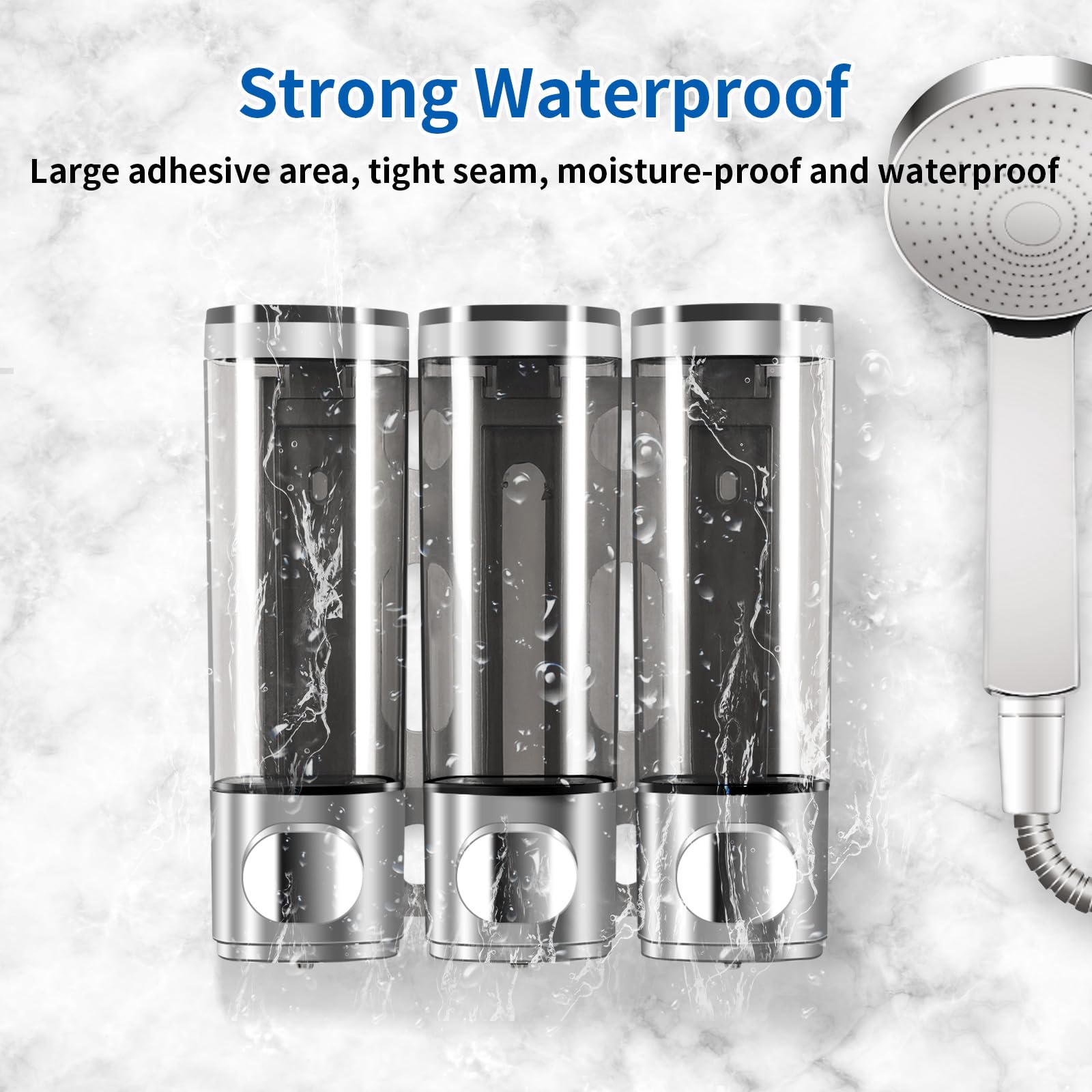 3 Chamber Shampoo Soap Dispenser No Leakage For Shower Wall Mounted And Conditioner Dispenser No Drill,Perfect For Bathroom, Kit