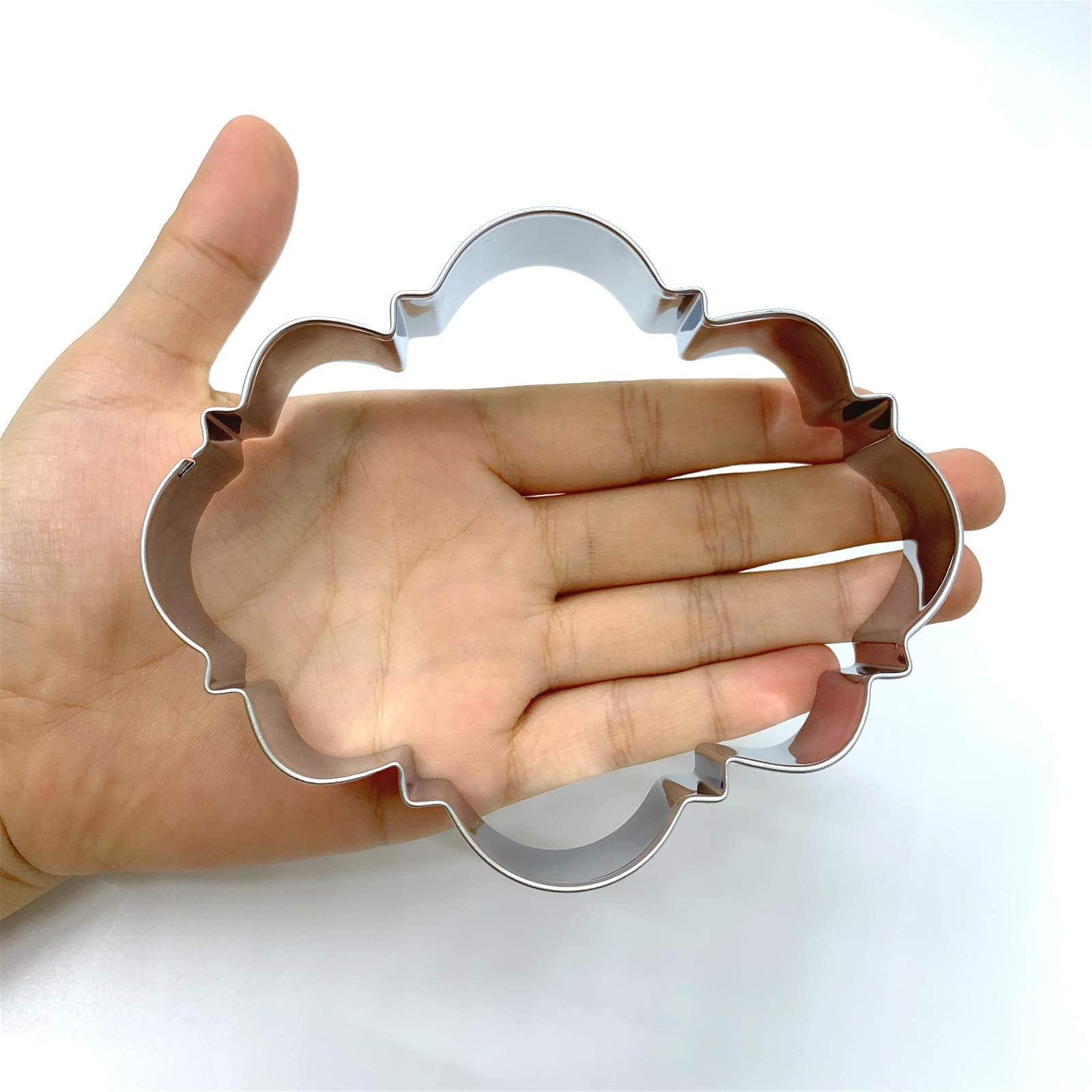 Liliao Big Oval Plaque Cookie Cutter - 4.5 X 4 Inches - Stainless Steel
