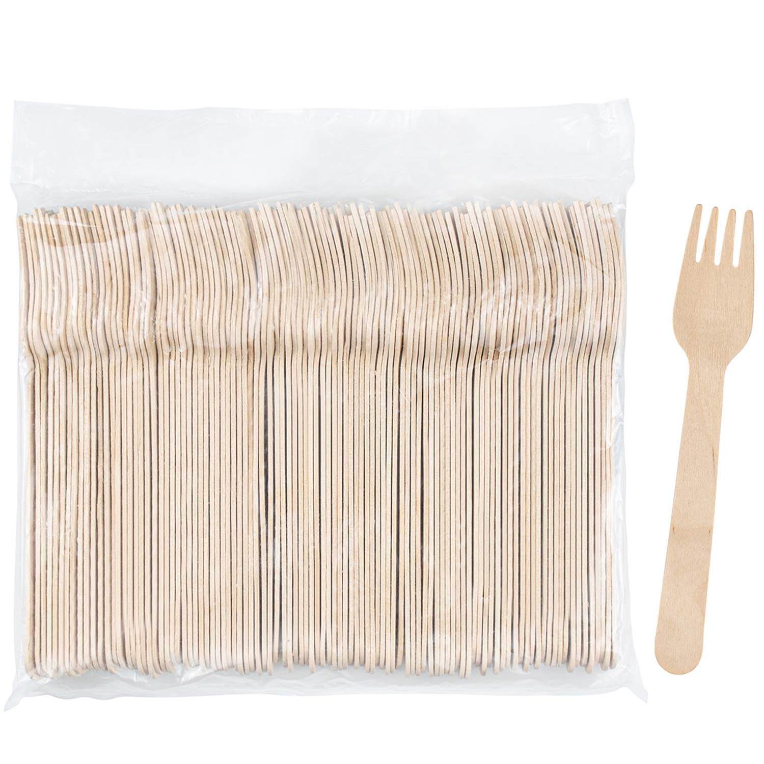 Hedume 300 Pack Disposable Wooden Forks, 100% All-Natural, Eco-Friendly, Biodegradable And Compostable, Party Supplies For Any G