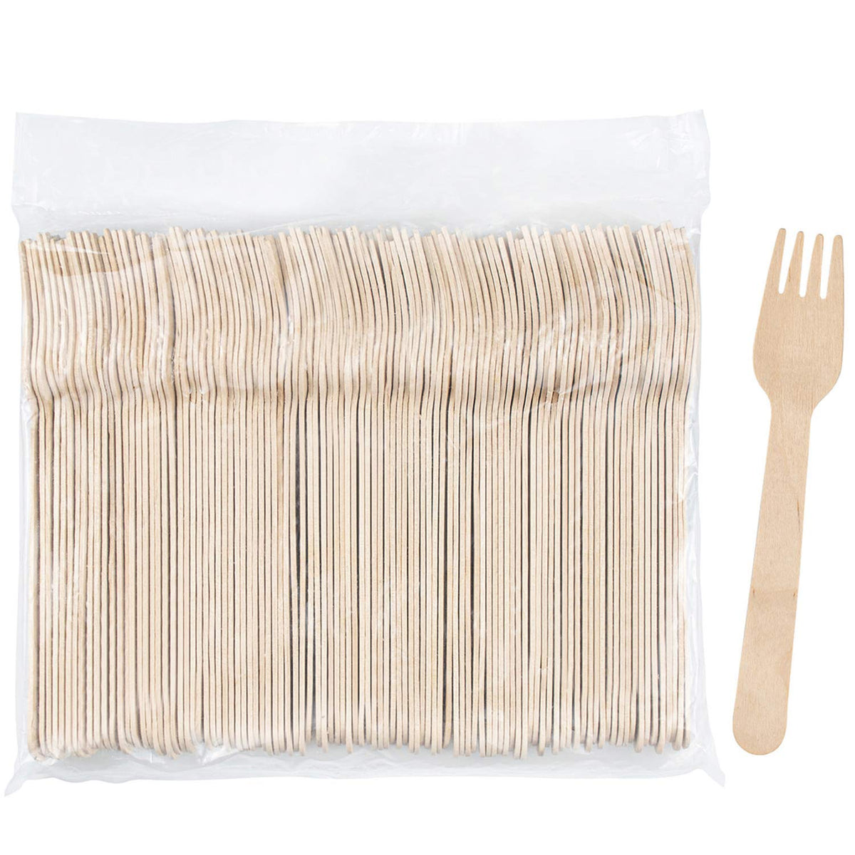 Hedume 300 Pack Disposable Wooden Forks, 100% All-Natural, Eco-Friendly, Biodegradable And Compostable, Party Supplies For Any G