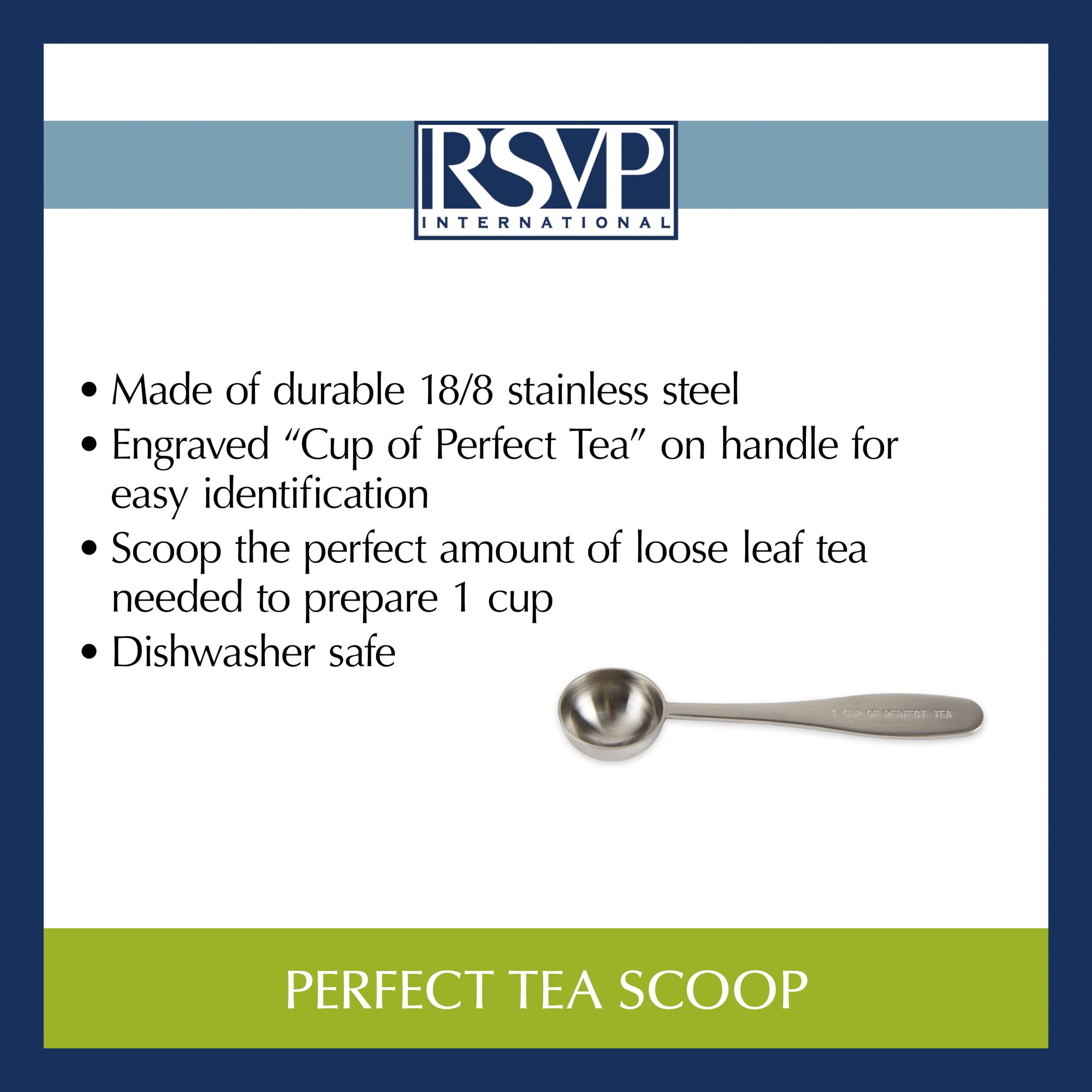 Rsvp International Endurance Kitchen Collection Measuring Tools, Dishwasher Safe, Perfect Tea Scoop, Stainless Steel