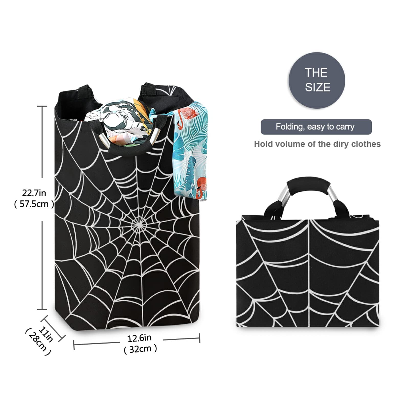 Xuwu 50L Laundry Basket Halloween Spider Foldable Laundry Hamper With Padded Handles Waterproof Durable Clothes Hamper Storage B