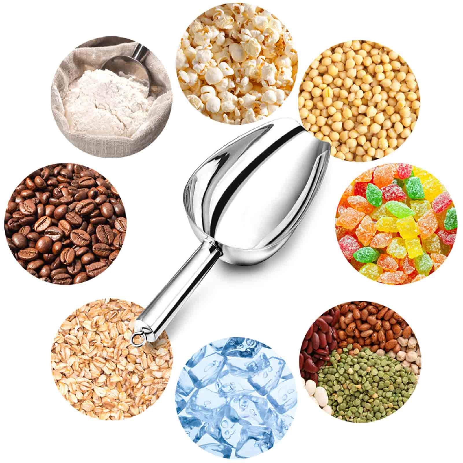 Teamfar Ice Scoop Set Of 4, 8 Oz Stainless Steel Utility Metal Scoop For Food Candy Popcorn And More, Healthy & Sturdy, Easy Cle