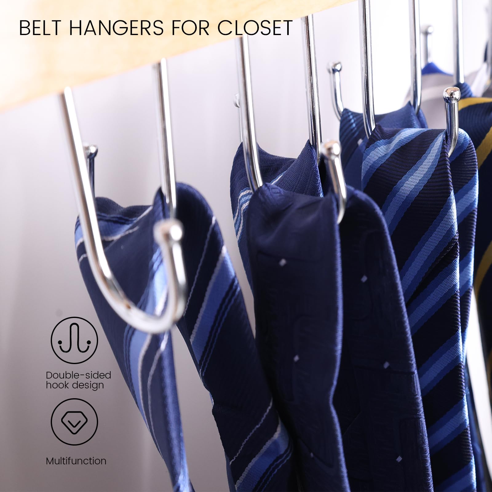 Johouse 2Pcs Belt Hangers For Closet, Belt Rack Belt Organizer 14 Hooks Belt Holder For Storage Max 42 Belts 360 Rotating For Br