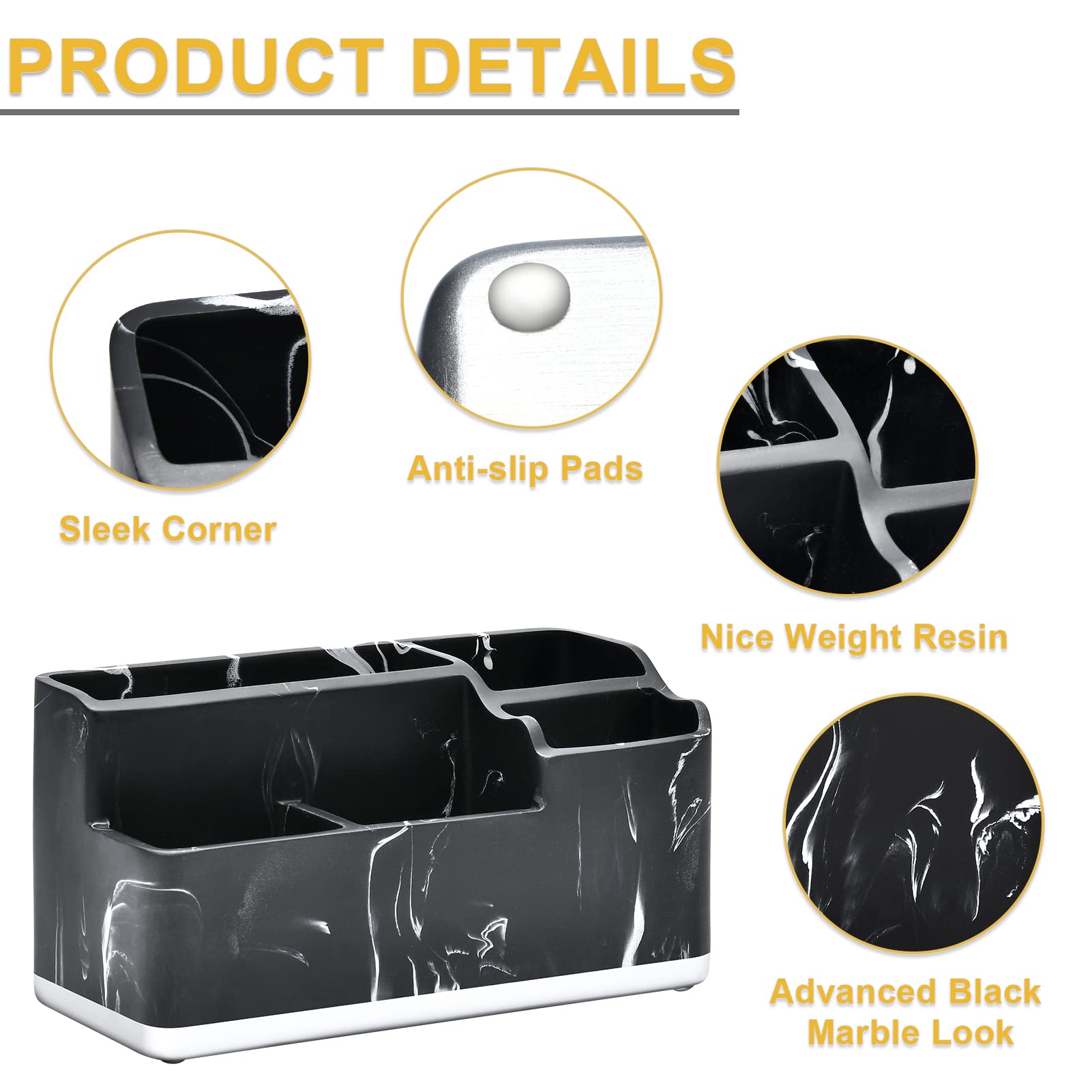 Vitviti Toothbrush Holders For Bathroom, Bathroom Organizer Countertop, 5 Compartment Bathroom Accessories Storage For Toothpast