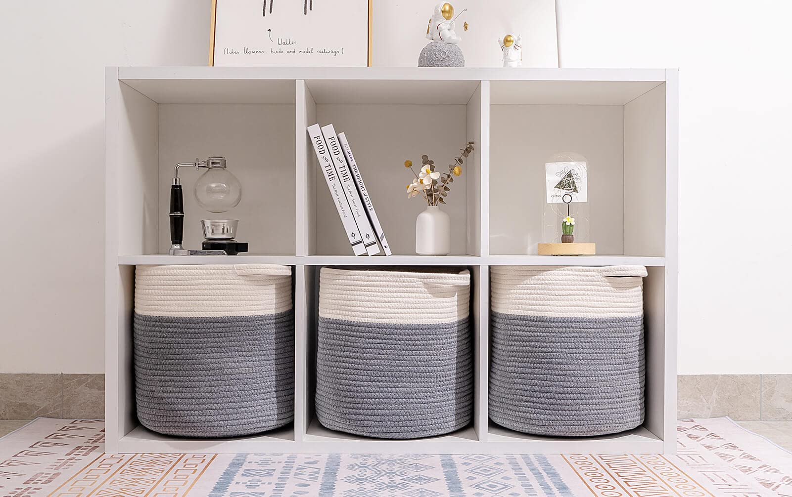 voten Cubes Baskets Bins for 13x13 Cube Organizer/Shelving Woven Baskets for Storage/Organizing 13x13 Storage Baskets Bins Cloth Closet Organizing Basket Bin 3 Packs 12.6x12.6?? Off White/Dark Gray