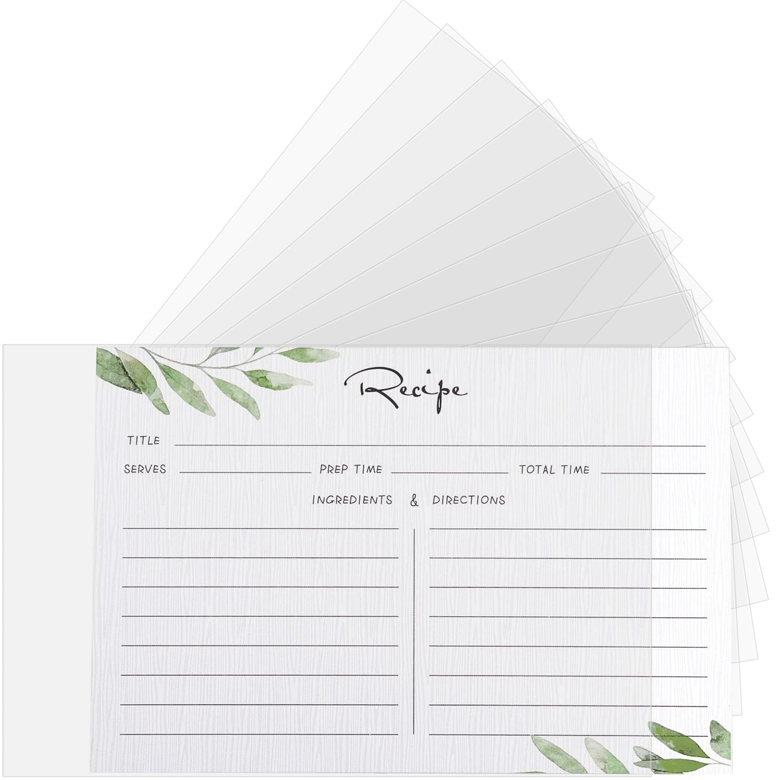 Recipe Card Protectors, Recipe Card Covers, Kitchen Plastic Cookbook Sheet Protectors Clear Cookbook Page Protector Index Sleeve