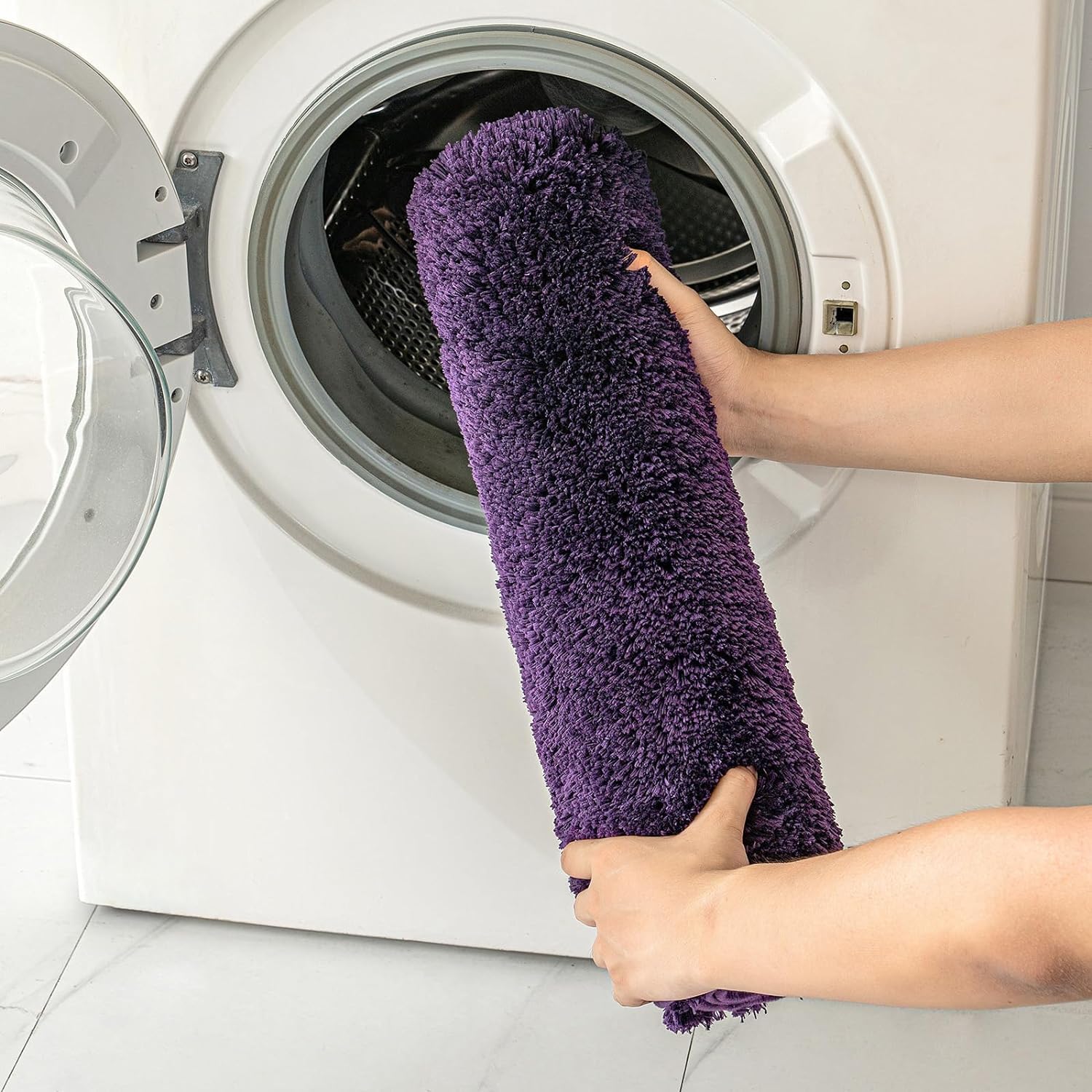 Miulee Dark Purple Bathroom Rugs Set 2 Piece, Non Slip Bath Mat With Absorbent Microfiber, Ultra Soft Thick Rugs For Bathroom Fl